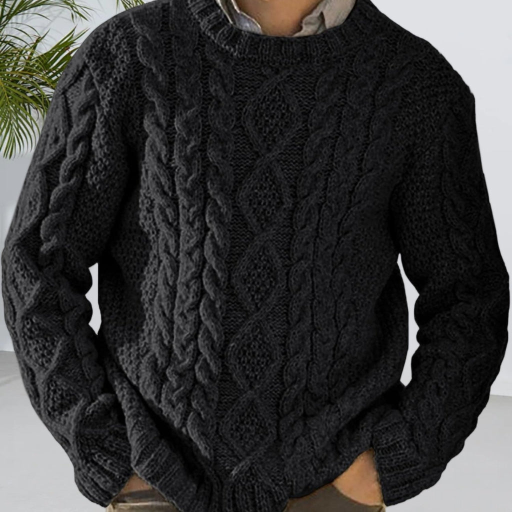 Herren Chunky Cable Pullover - Slim-Fit Winterwärme-Pulli