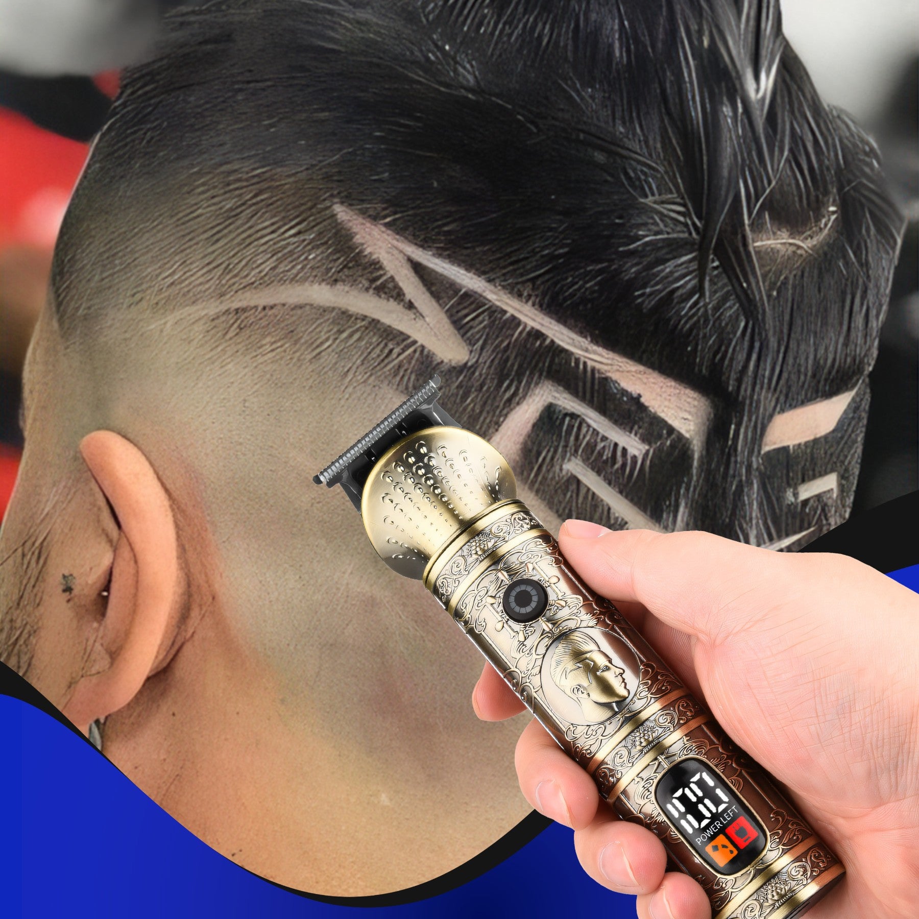 Haar- und Barttrimmer 6 In 1 Rasierer und Trimmer mit 6 Aufsätzen und 10 Distanz-Kämmen