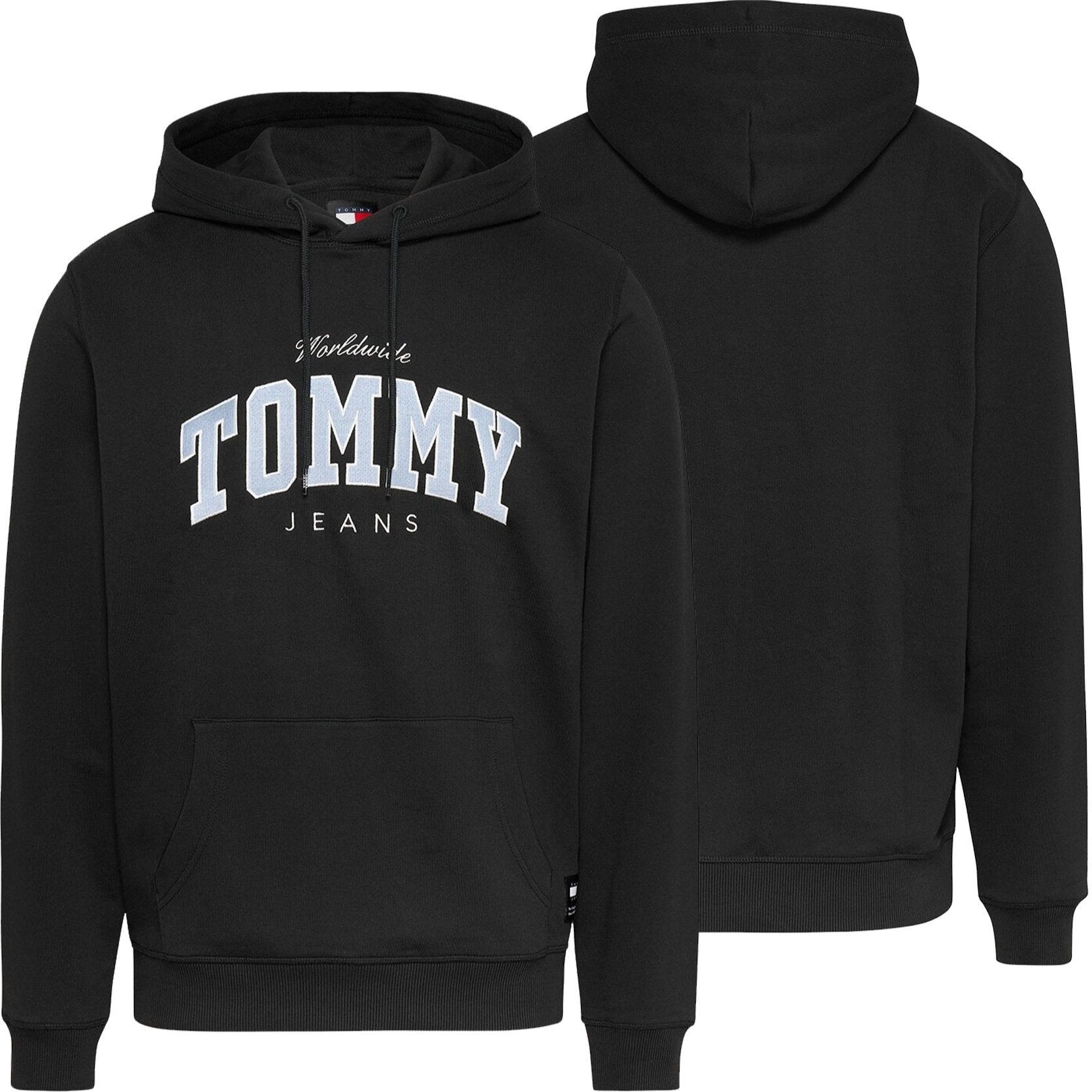 Tommy Jeans Herren Kapuzenpullover Schwarz mit Kangaroo-Tasche DM0DM18401-BDS