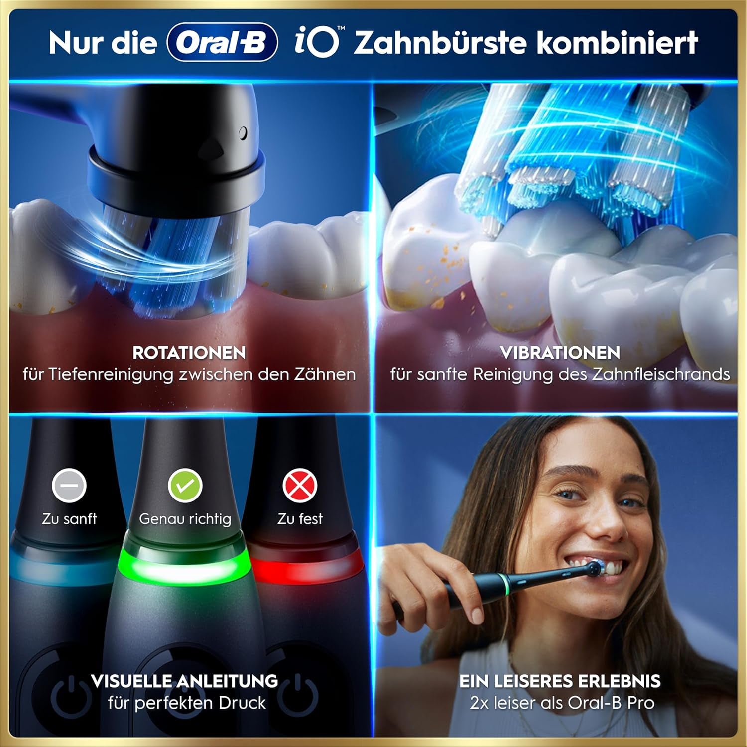 Oral-B Io Series 9 Elektrische Zahnbürste, Inkl. 3 Aufsteckbürsten, Lade-Reise-Etui, Schnellladestation
