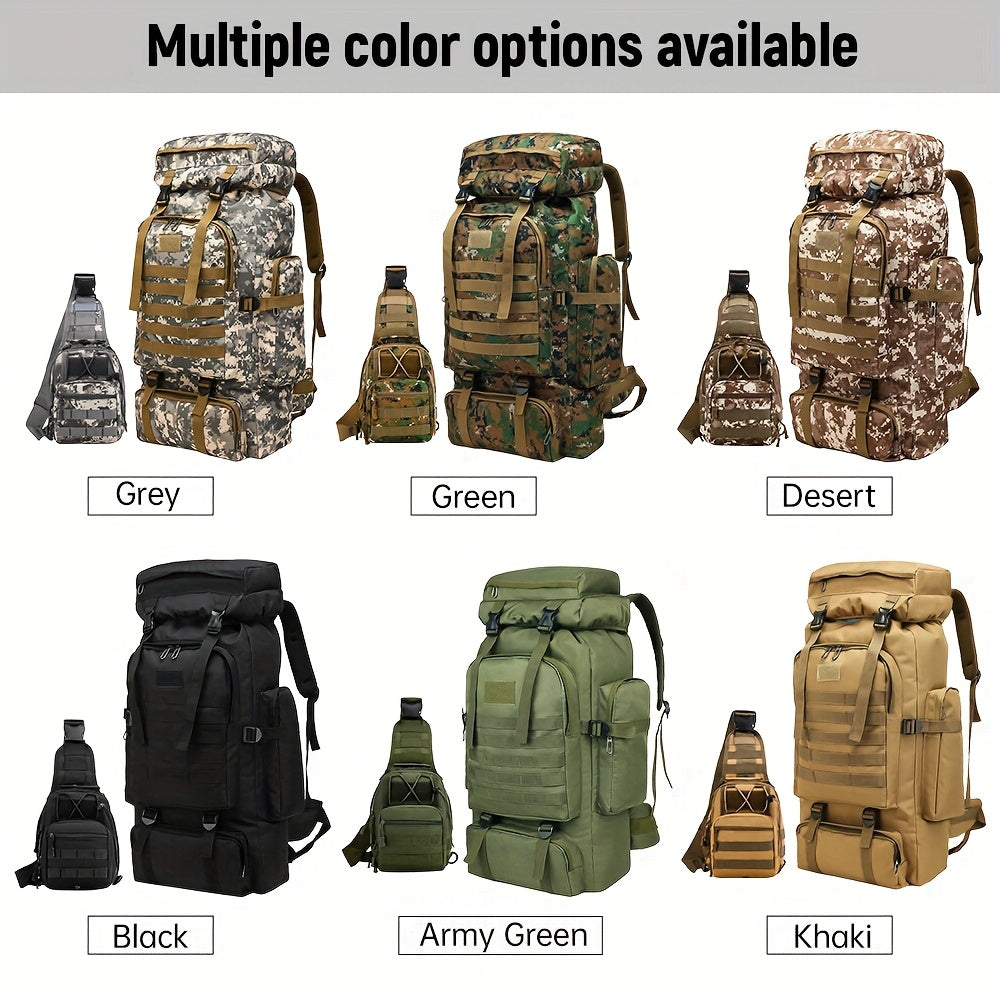 2er Set 80L Taktischer Wanderrucksack Camping Bergsteiger Tasche