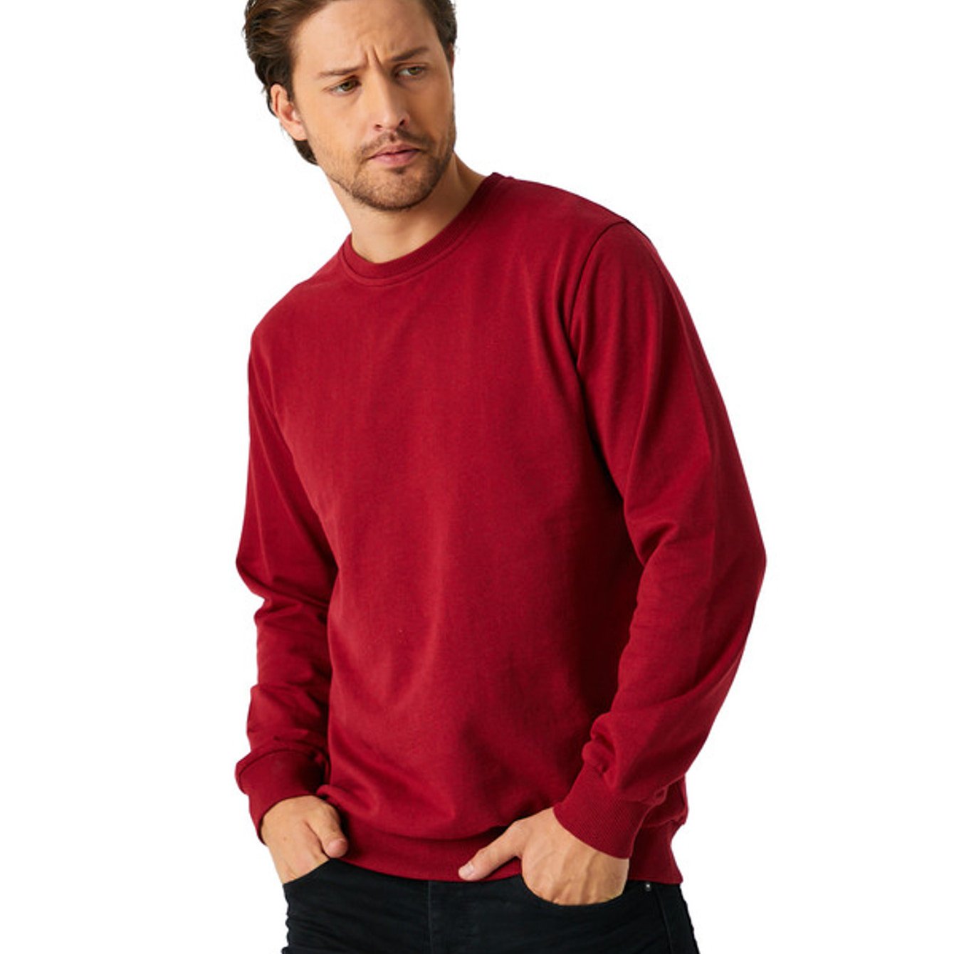 Herren Sweatshirt Klassischer Pullover ohne Kapuze