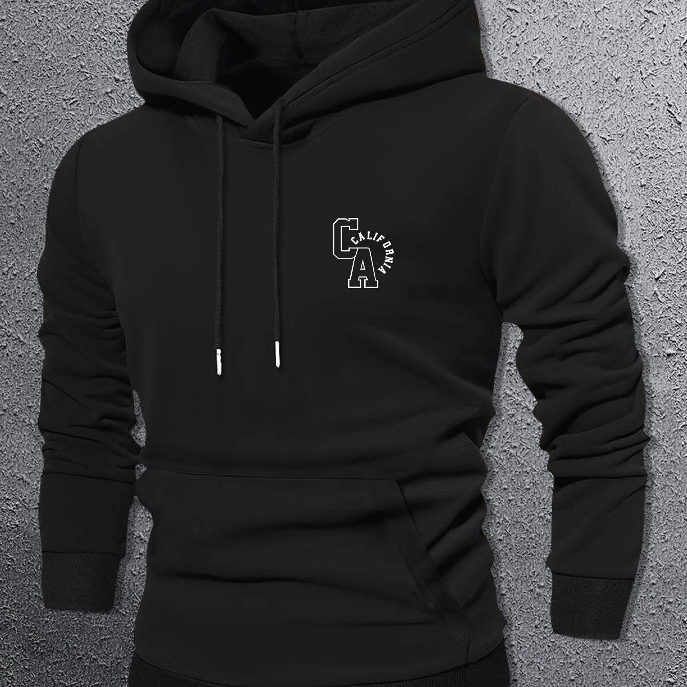 Herren Slim-Fit Hoodie mit geometrischem Druck – Casual Pullover mit Kangaroo-Tasche & Logo-ähnlichem Transferdruck