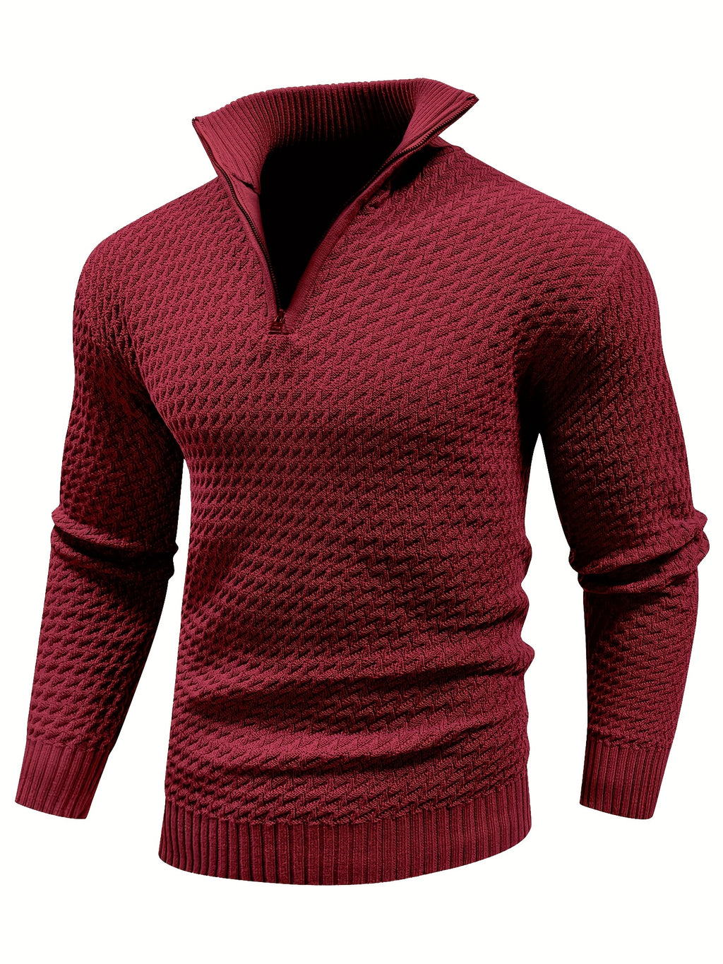 Herren Casual 1/4 Reißverschluss Hoher Hals Warm Einfarbig Strickpullover