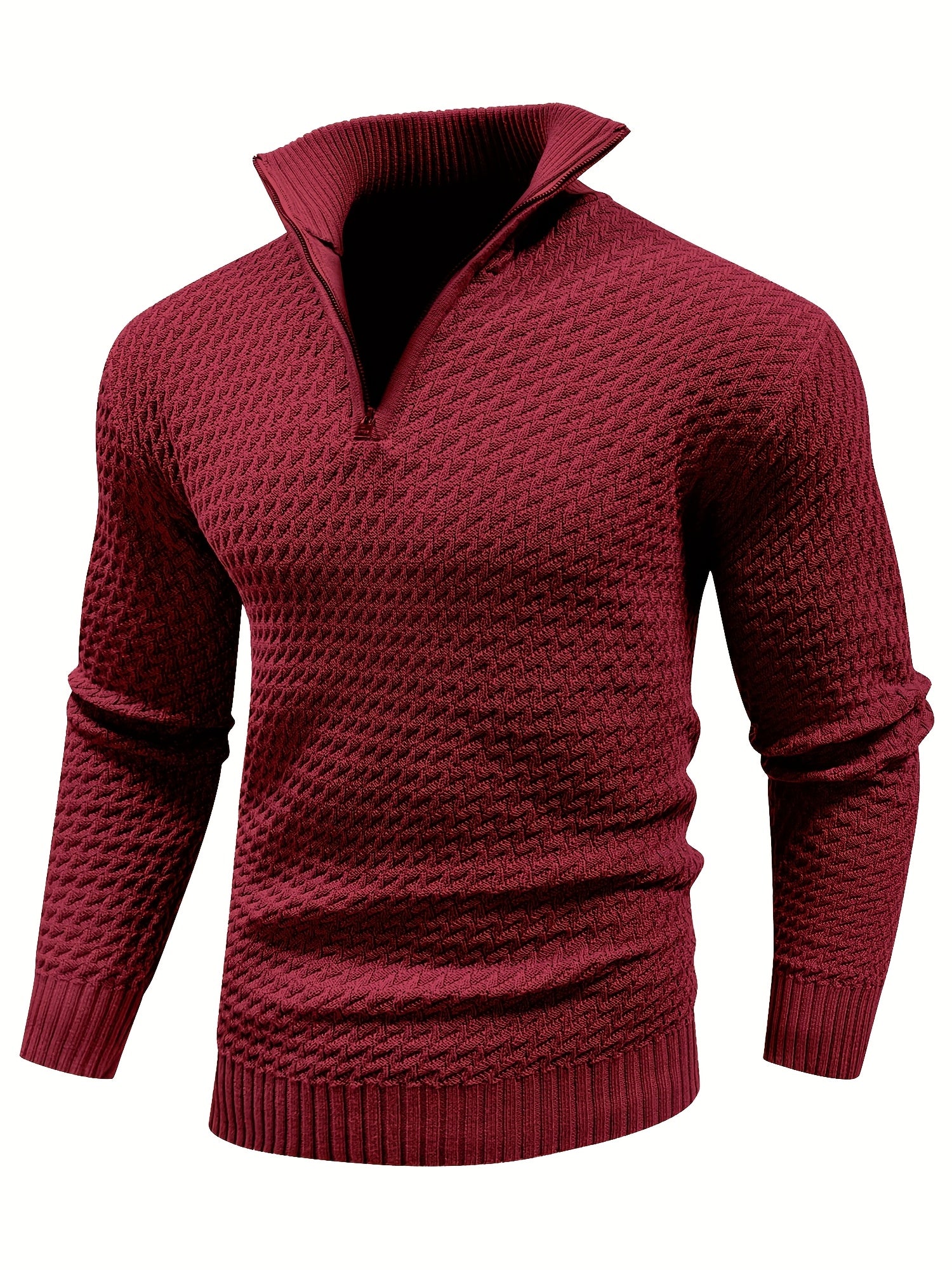 Herren Casual 1/4 Reißverschluss Hoher Hals Warm Einfarbig Strickpullover