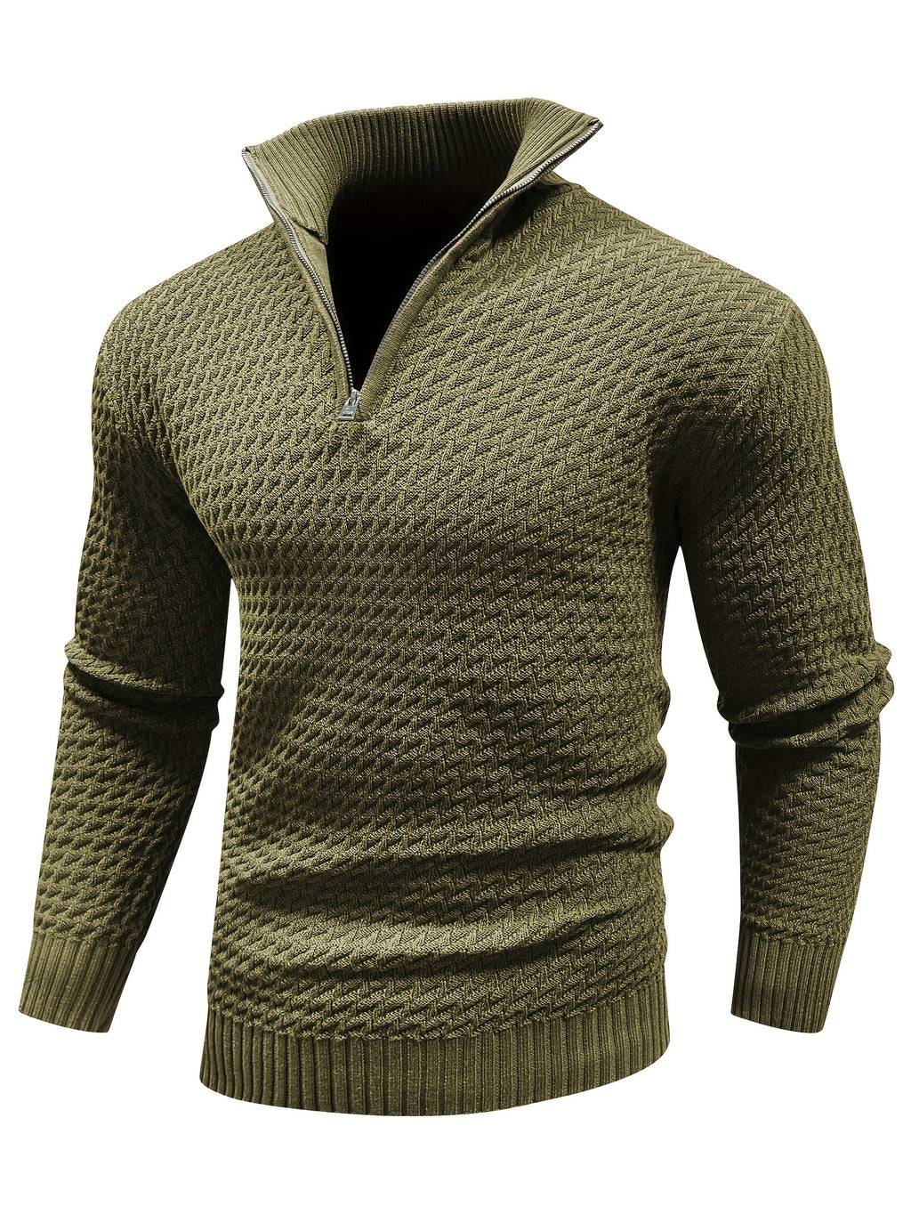 Herren Casual 1/4 Reißverschluss Hoher Hals Warm Einfarbig Strickpullover