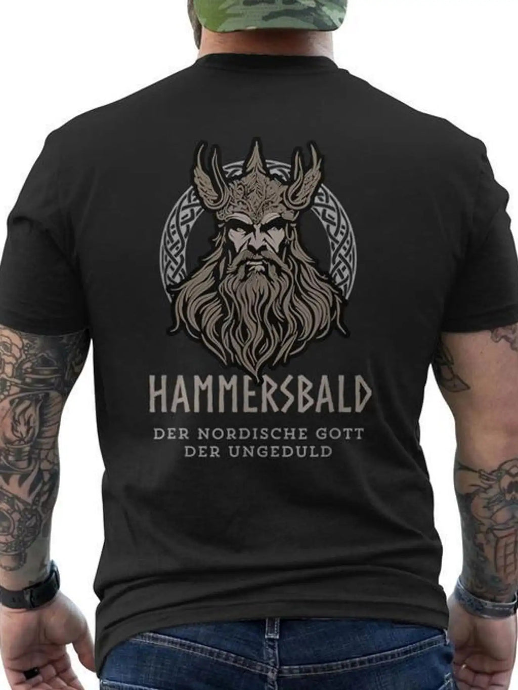 Hammersbald Gott der Ungeduld Herren Viking Grafik T-Shirt - Weiches Rundhals-T-Shirt