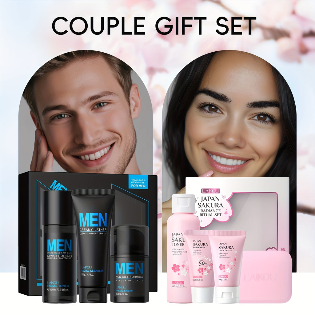 LAIKOU Komplettes Hautpflege-Geschenkset Gesichtsreiniger, Toner, Feuchtigkeitscreme