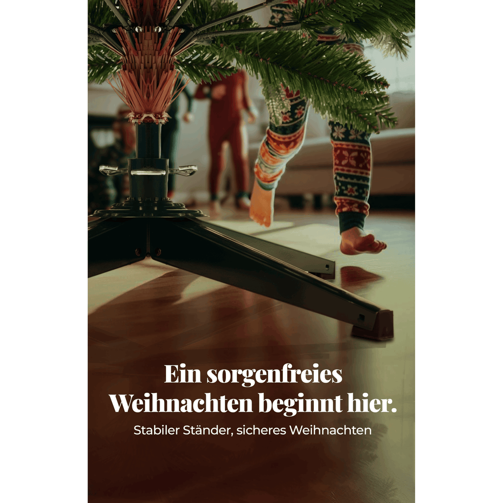 Premium Weihnachtsbaum künstlich 180cm – Nordmanntanne naturgetreu & edel dicht – Luxus Kunsttanne mit Holzständer