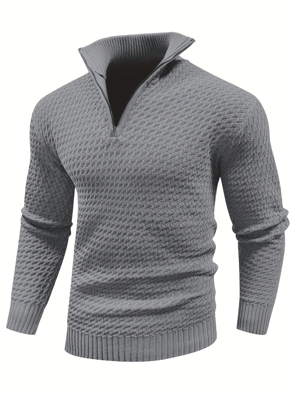 Herren Casual 1/4 Reißverschluss Hoher Hals Warm Einfarbig Strickpullover