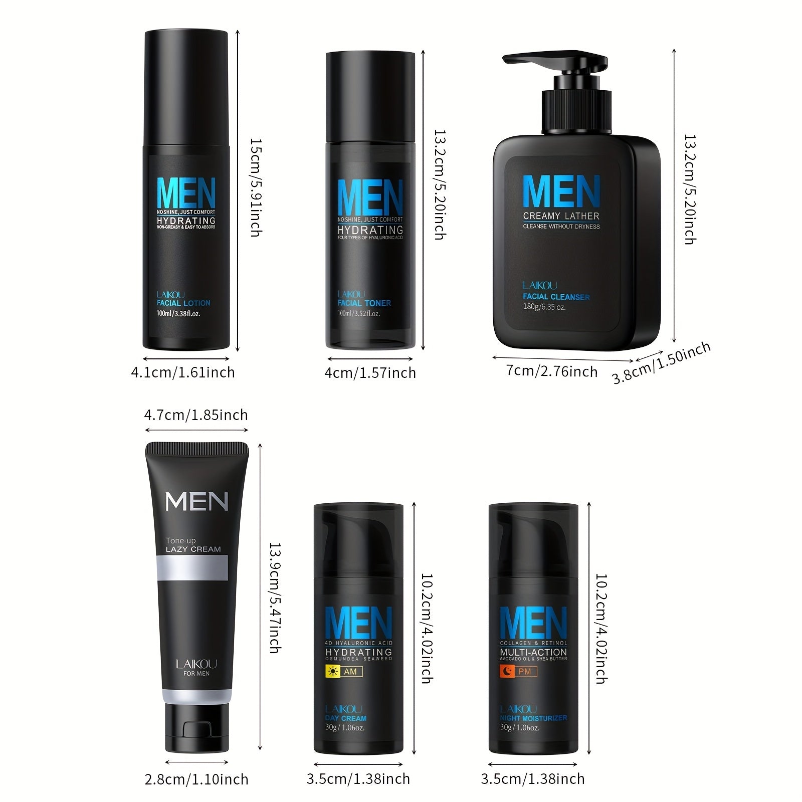 6-teiliges LAIKOU Herren Hautpflege-Geschenkset - Vollgröße