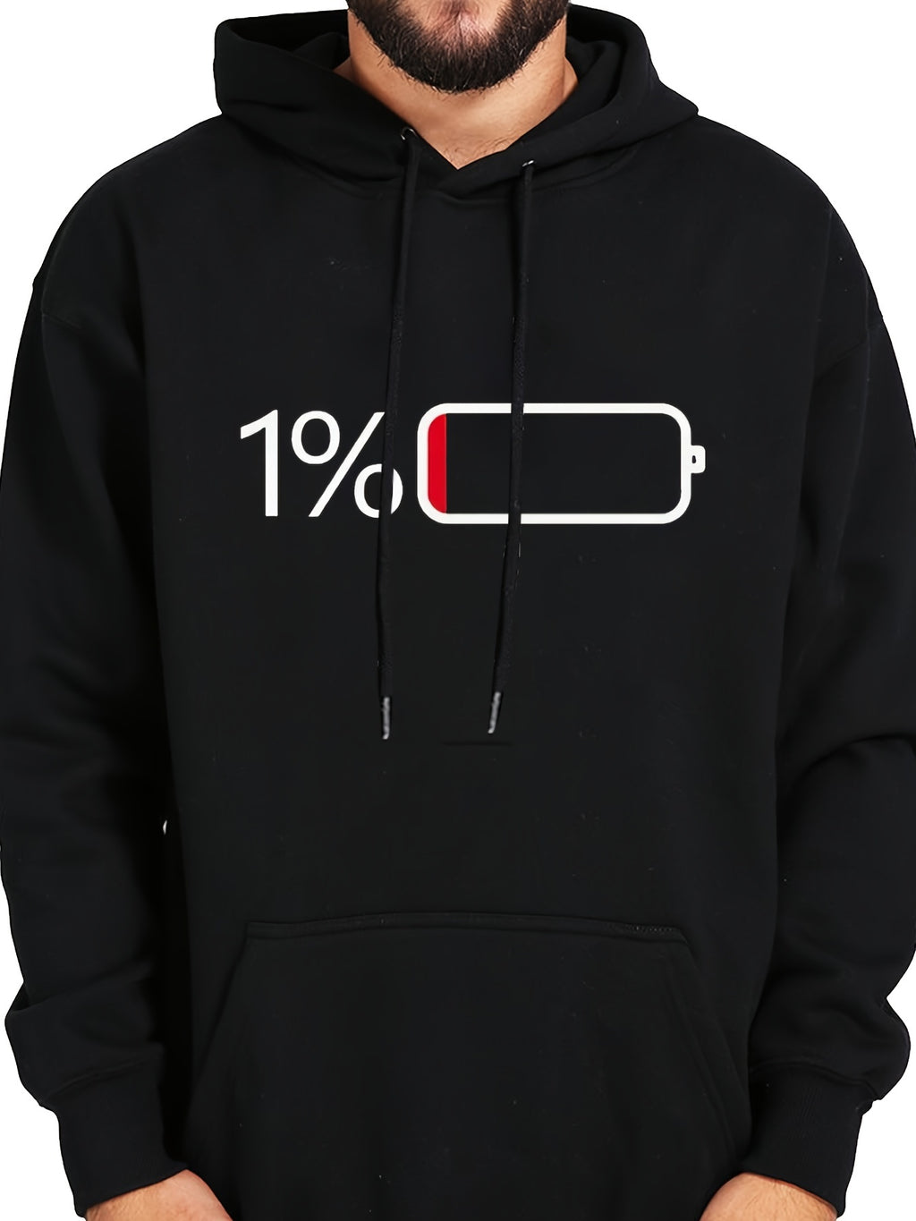 Low-Power bedruckte Kapuzenjacke, lässiges Grafikdesign Pullover mit Kangaroo-Tasche