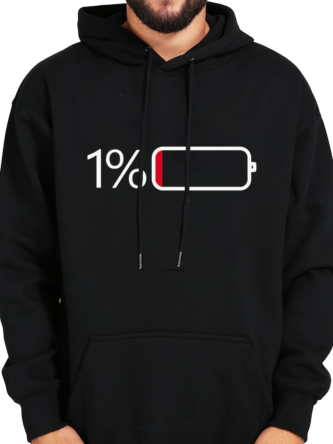 Low-Power bedruckte Kapuzenjacke, lässiges Grafikdesign Pullover mit Kangaroo-Tasche