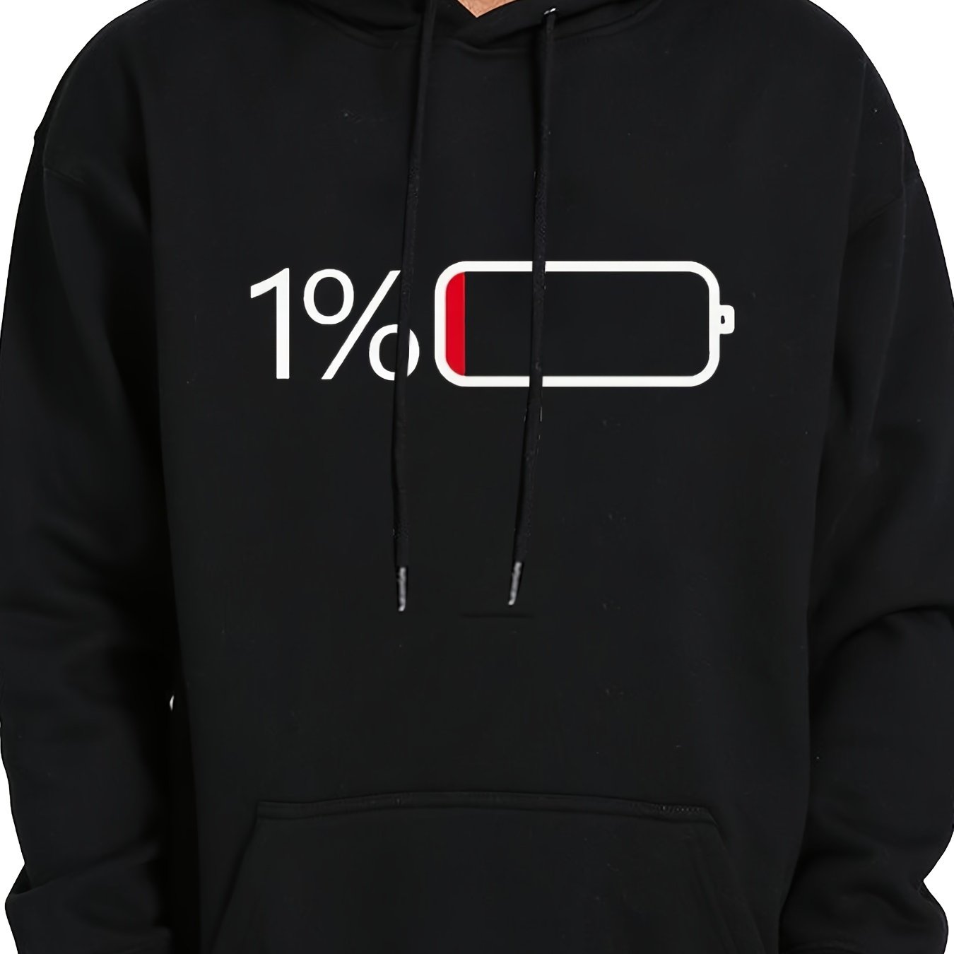 Low-Power bedruckte Kapuzenjacke, lässiges Grafikdesign Pullover mit Kangaroo-Tasche