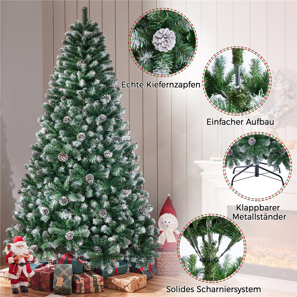Künstlicher Weihnachtsbaum mit Kiefernzapfen Schneebedeckter Tannenbaum