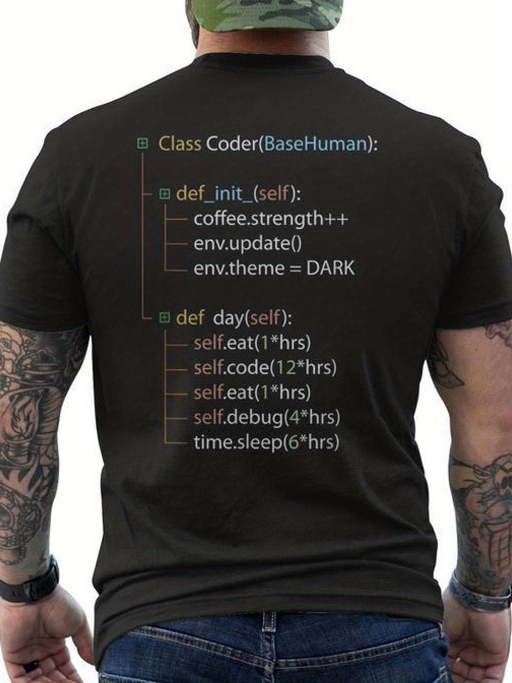 Herren Python Code Rücken Print T-Shirt