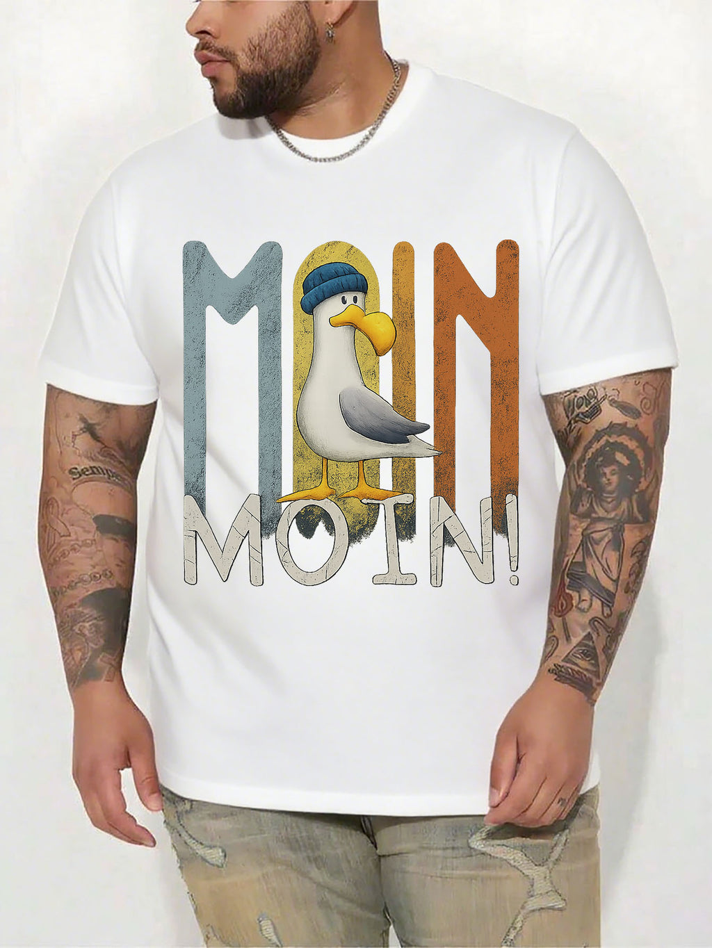 Herren T-Shirt in großen Größen, Schwarzes Kurzarm-T-Shirt mit Rundhalsausschnitt