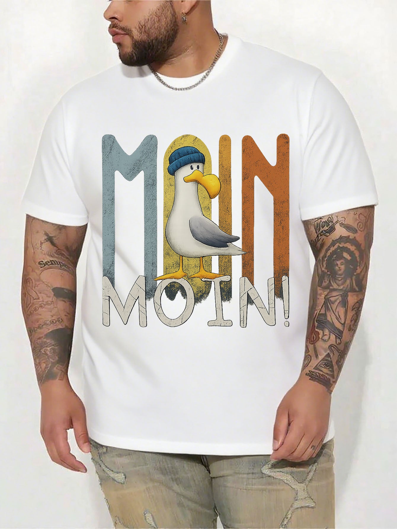 Herren T-Shirt in großen Größen, Schwarzes Kurzarm-T-Shirt mit Rundhalsausschnitt