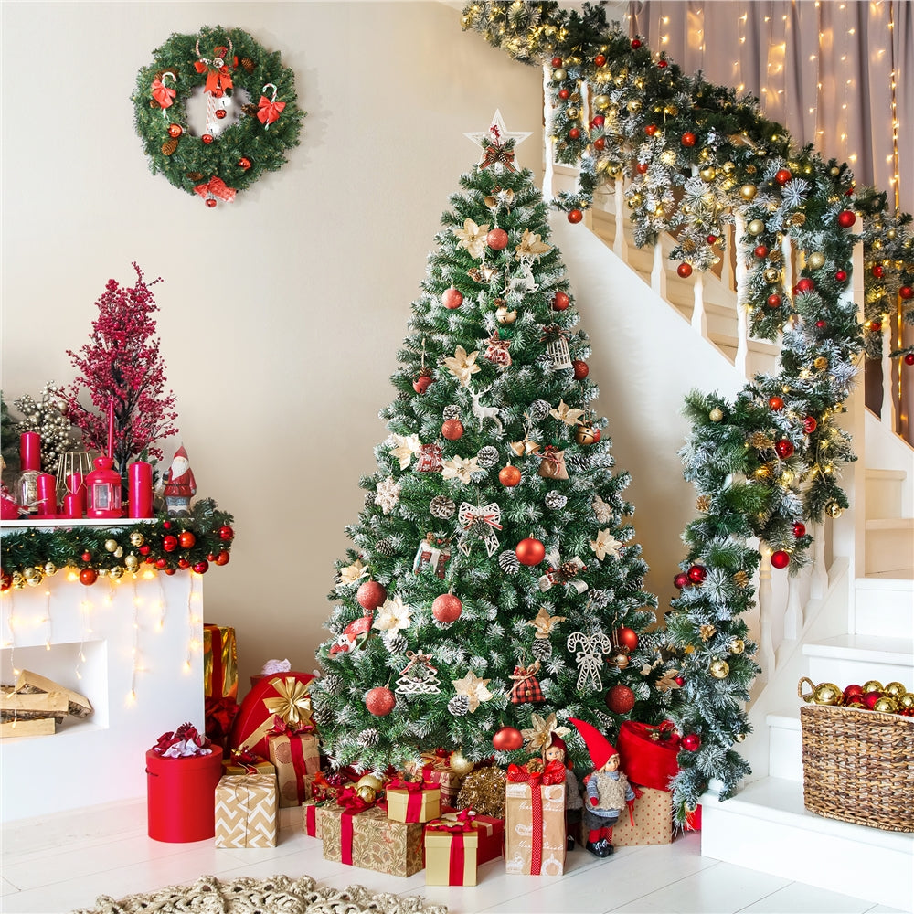 Künstlicher Weihnachtsbaum mit Kiefernzapfen Schneebedeckter Tannenbaum