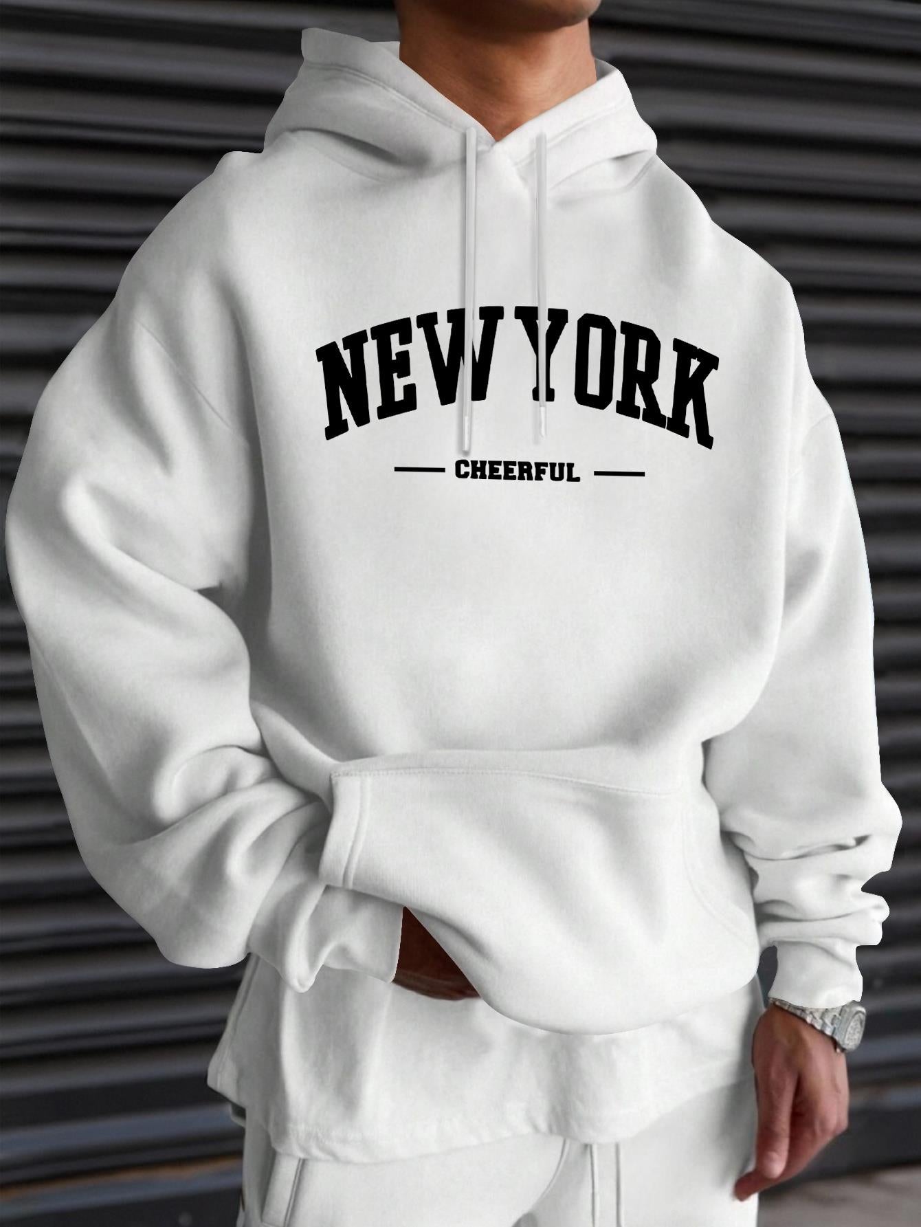 Herren New York Grafik Hoodie - Slim-Fit