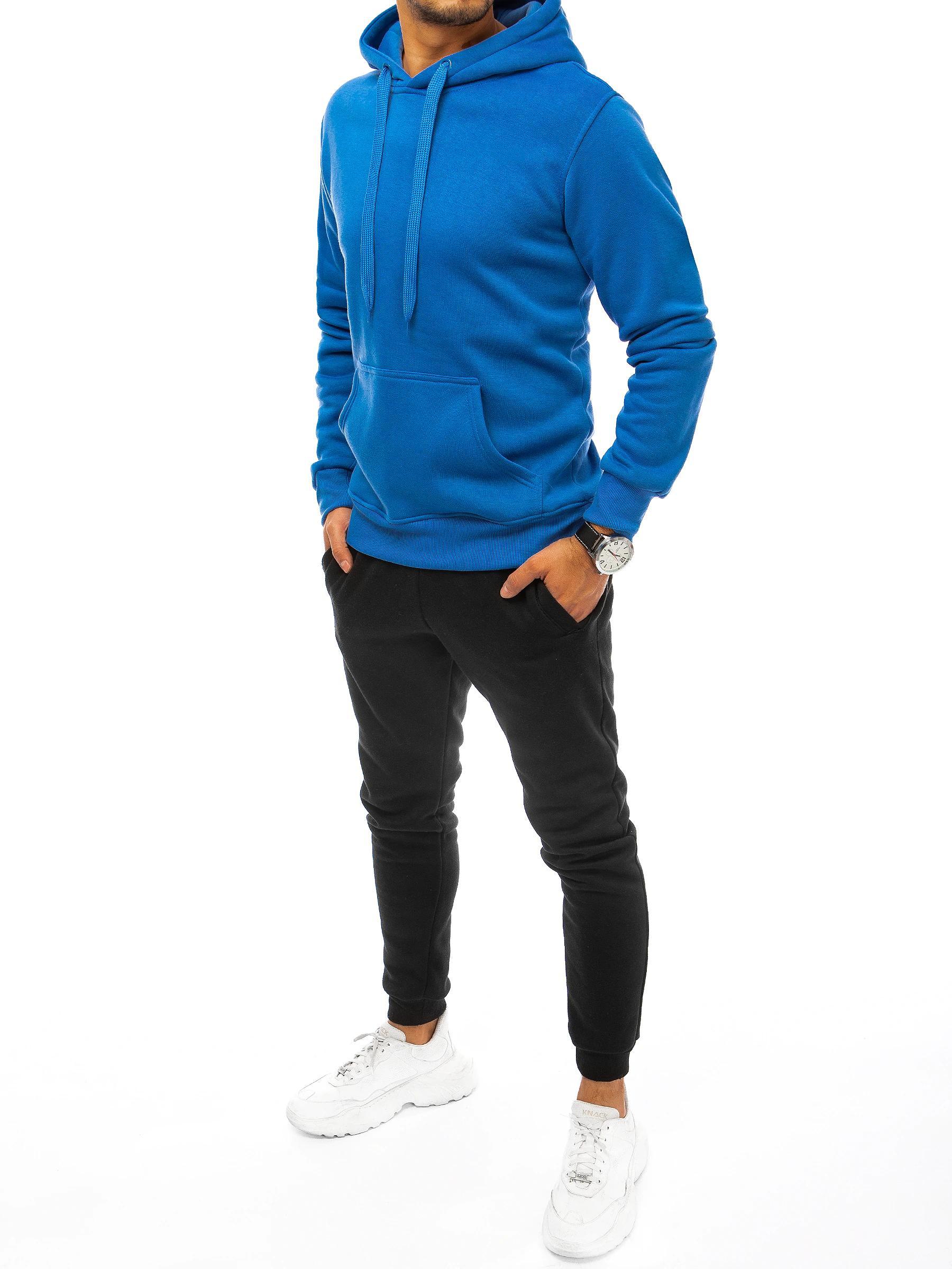 Blaue-Black Herren Tracksuit: Kapuzenpullover mit Kapuze und Kängurutasche