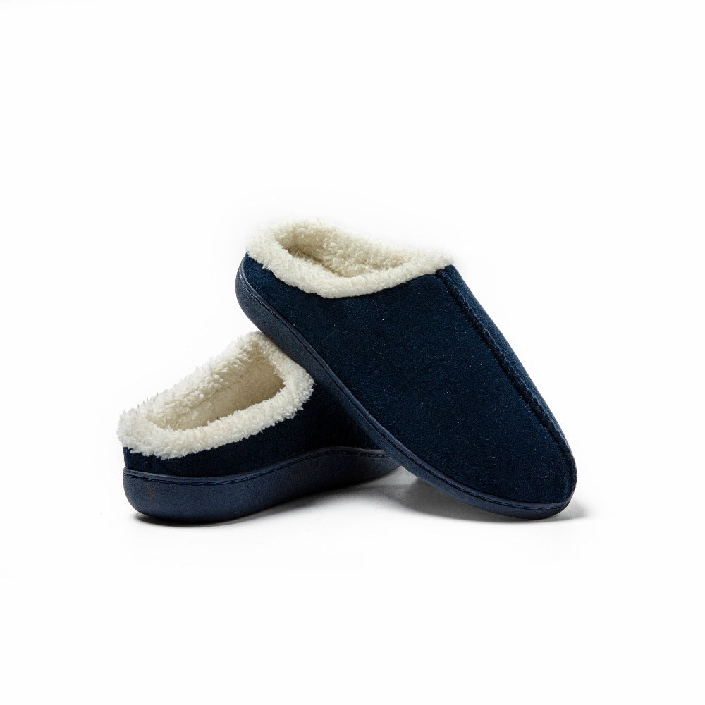 Herren Winter-Hausschuhe mit Fleece-Futter Plüschsohle – Weiche, rutschfeste Rundspitze für kalte Böden