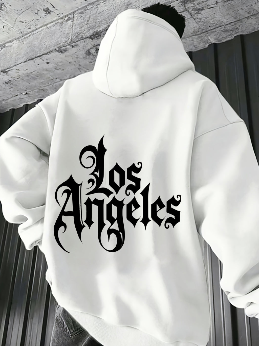 Herren-Los Angeles Grafik-Hoodie - Schwarzer Kapuzenpullover mit kräftiger weißen Schrift