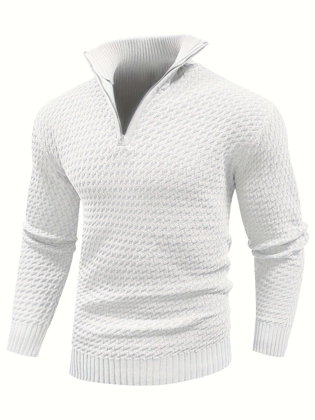 Herren Casual 1/4 Reißverschluss Hoher Hals Warm Einfarbig Strickpullover