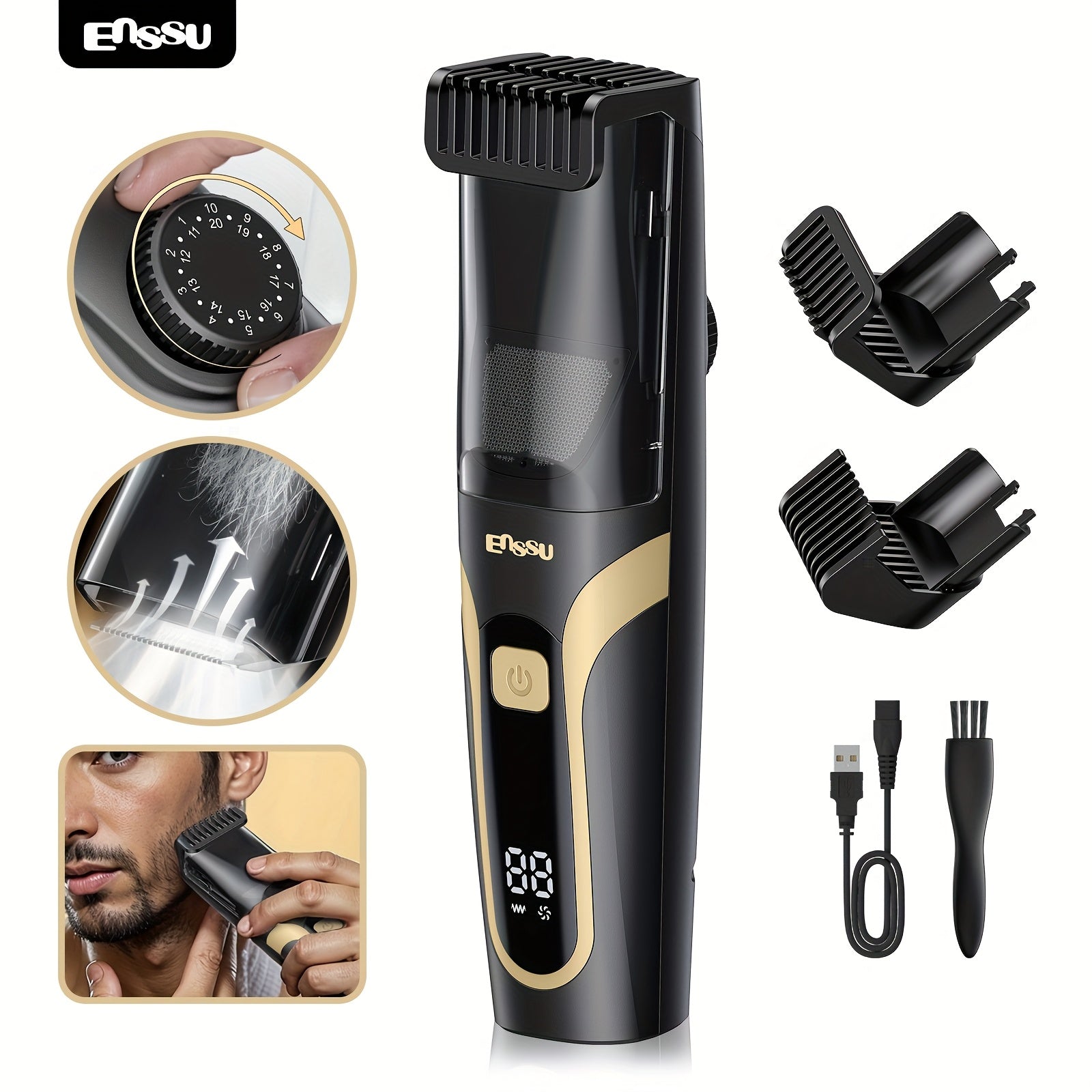 Enssu Herren Profi-Haarschneider mit Selbstreinigungssystem