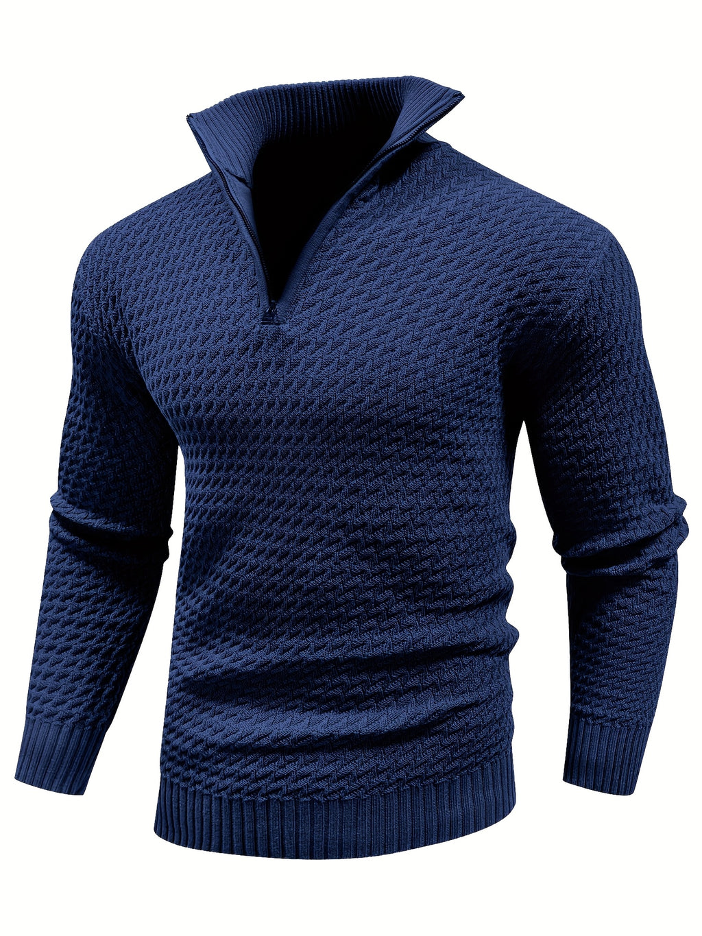 Herren Casual 1/4 Reißverschluss Hoher Hals Warm Einfarbig Strickpullover