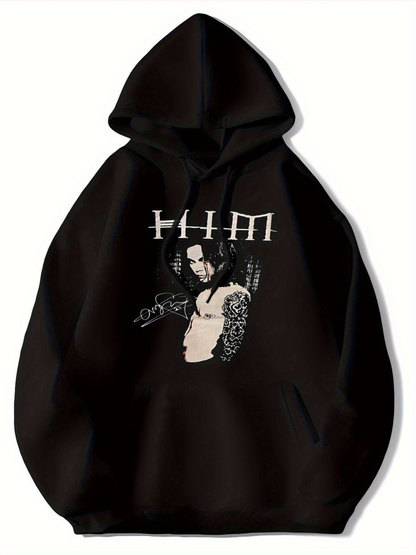 HIM Band Hoodie - Gothic Rock Ville Valo Signature Logo & HHM Grafikdruck Sweatshirt