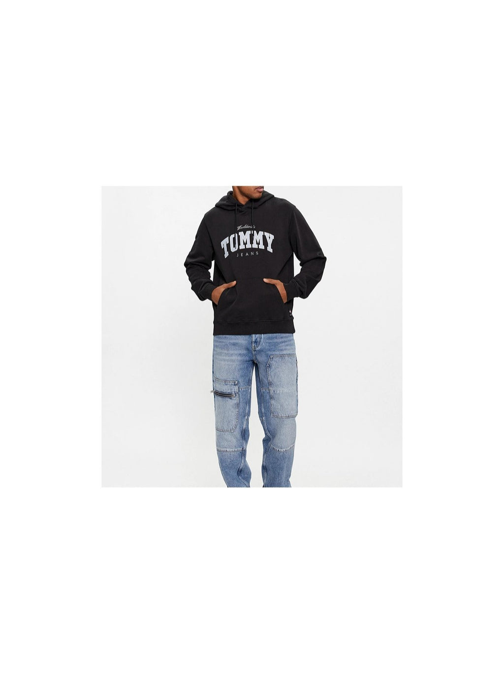 Tommy Jeans Herren Kapuzenpullover Schwarz mit Kangaroo-Tasche DM0DM18401-BDS