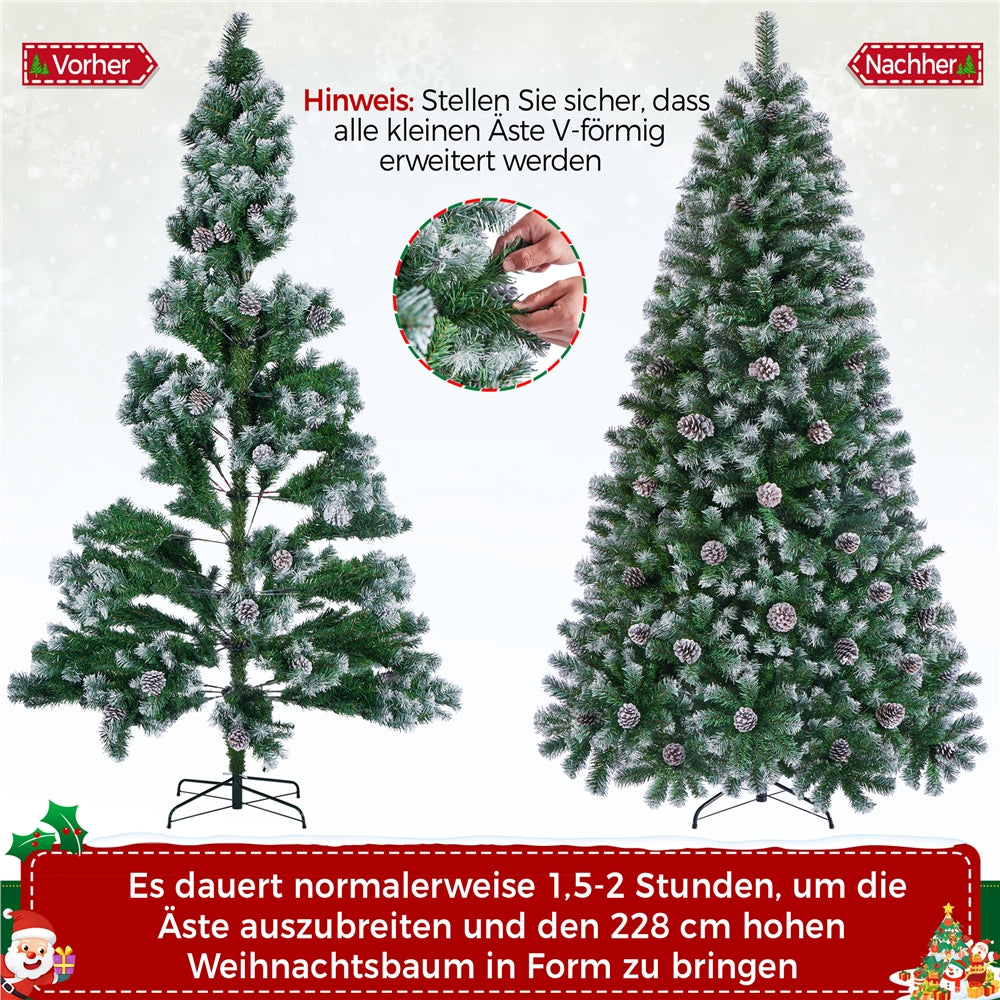 Künstlicher Weihnachtsbaum mit Kiefernzapfen Schneebedeckter Tannenbaum