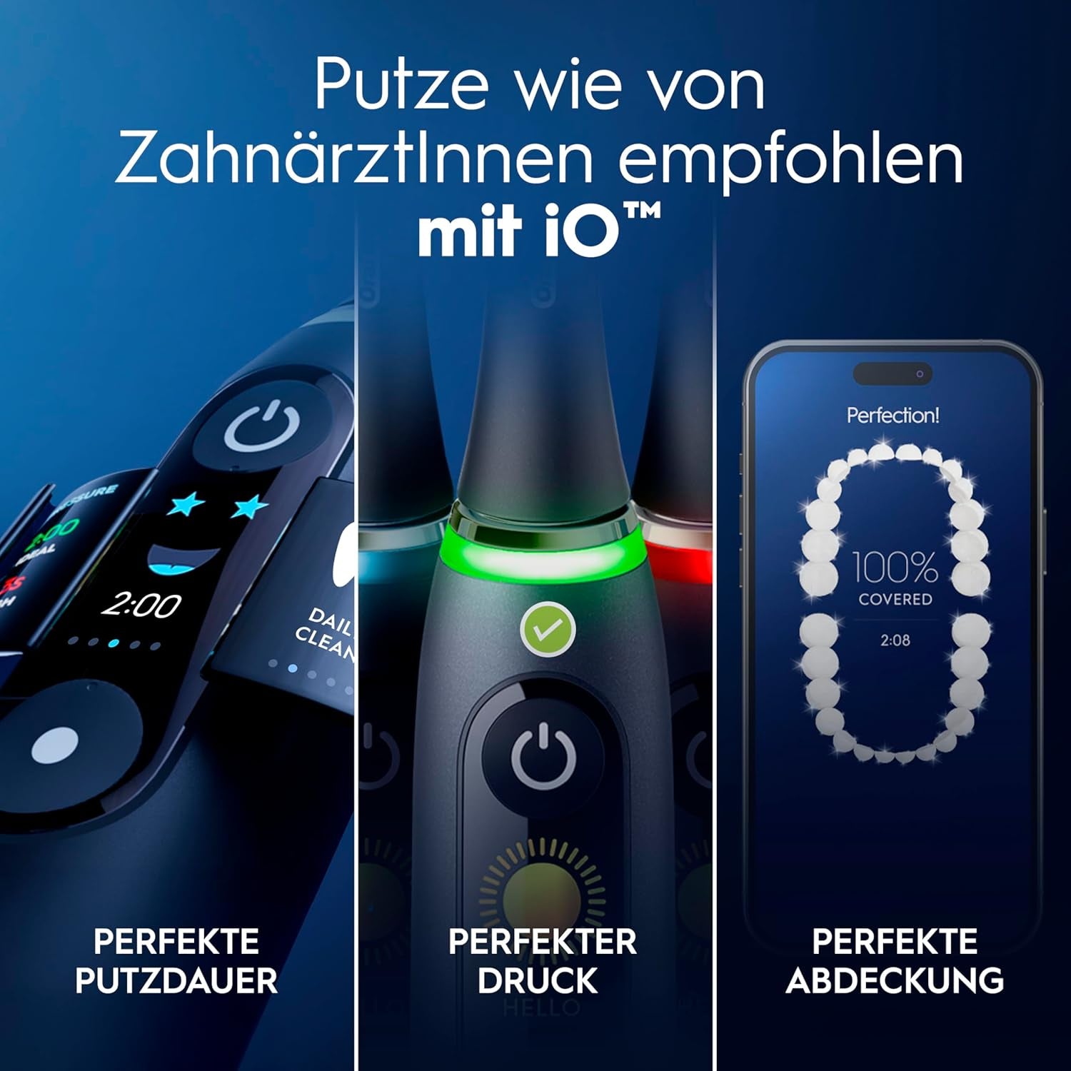Oral-B Io Series 9 Elektrische Zahnbürste, Inkl. 3 Aufsteckbürsten, Lade-Reise-Etui, Schnellladestation