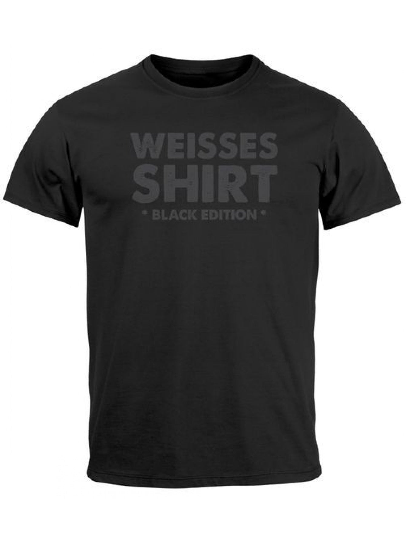 Herren-T-Shirt in Schwarz mit "WEISSSES SHIRT Black Edition" Aufdruck
