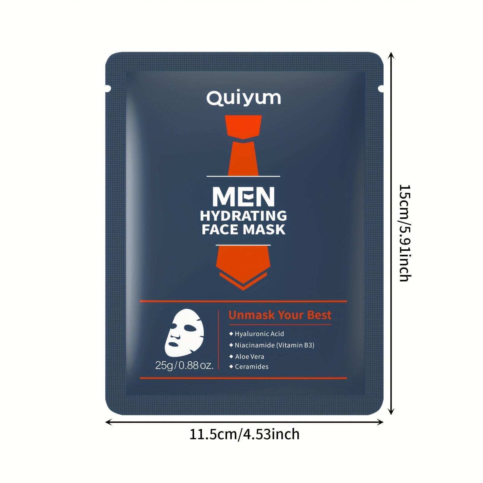 Quiyum Feuchtigkeitsspendende Gesichtsmaske für Männer - 20 Stück mit Hyaluronsäure, Niacinamid und Aloe Vera