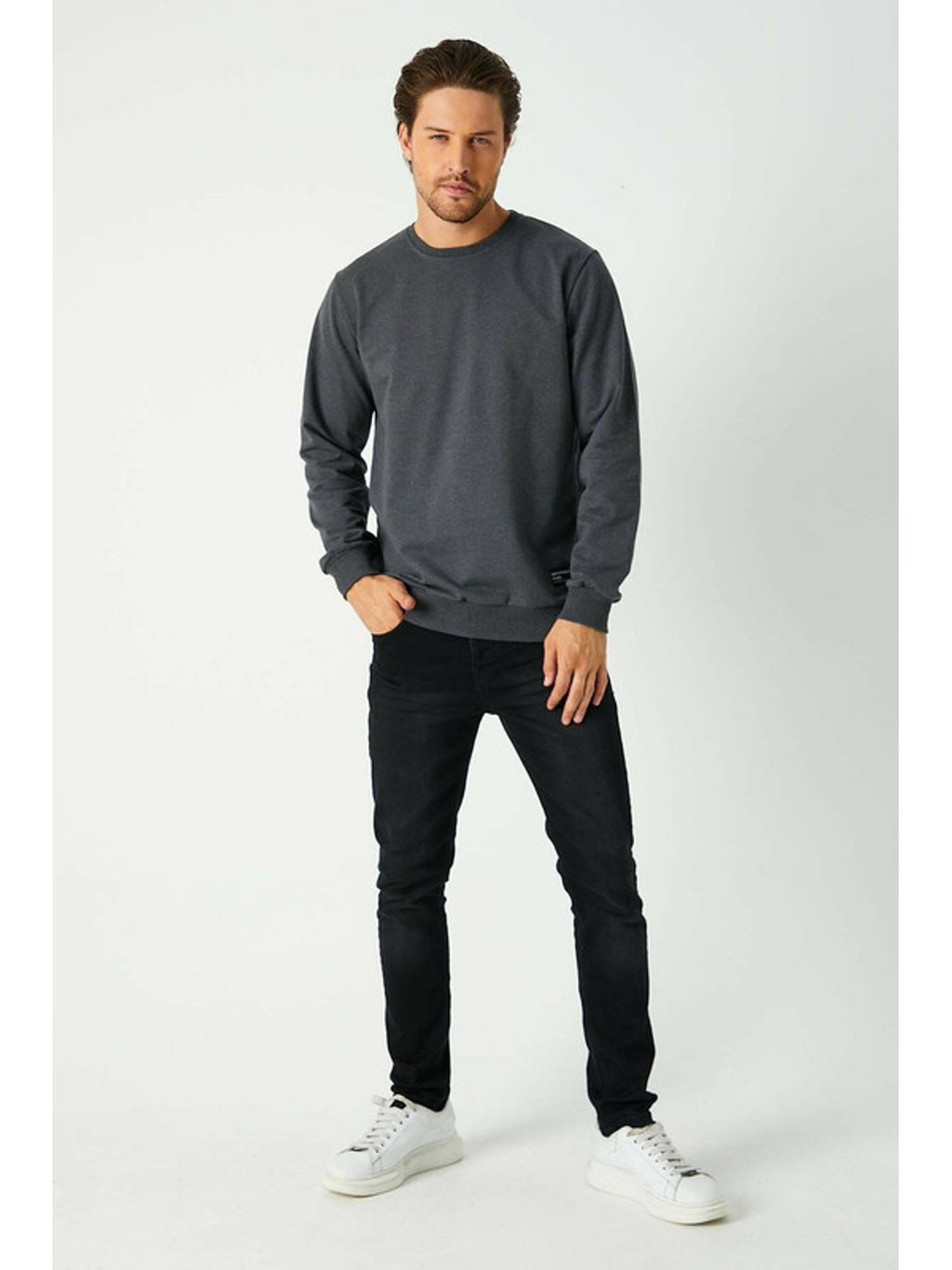 Herren Sweatshirt Klassischer Pullover ohne Kapuze
