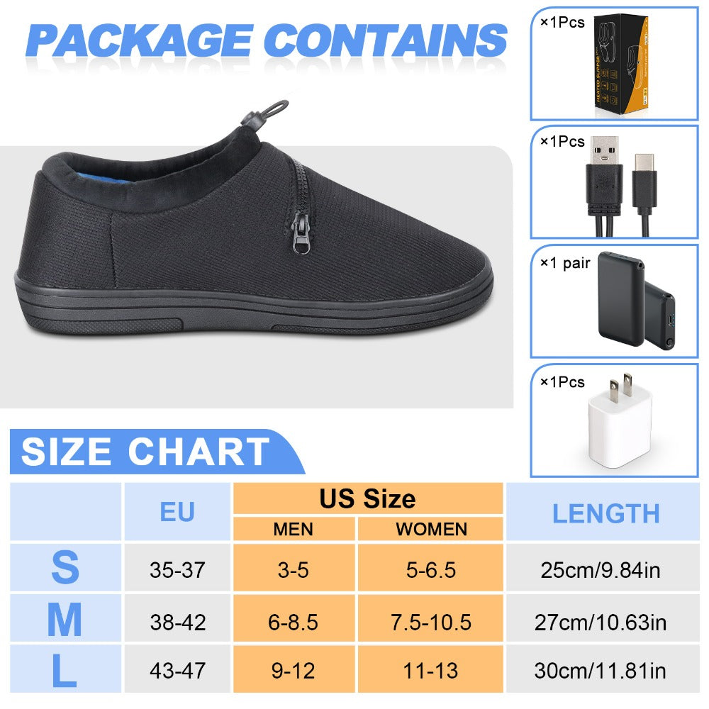 Neueste Super-Fußwärmer, beheizte Hausschuhe für Damen und Herren - 7.4V wiederaufladbar