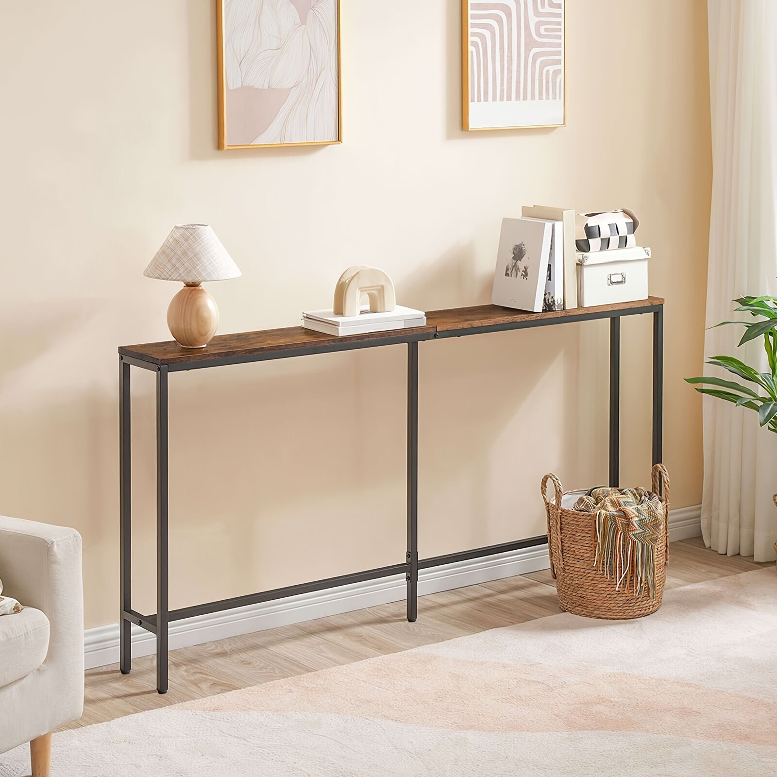 160,02 cm Industrieller Moderner Schmaler Konsolentisch