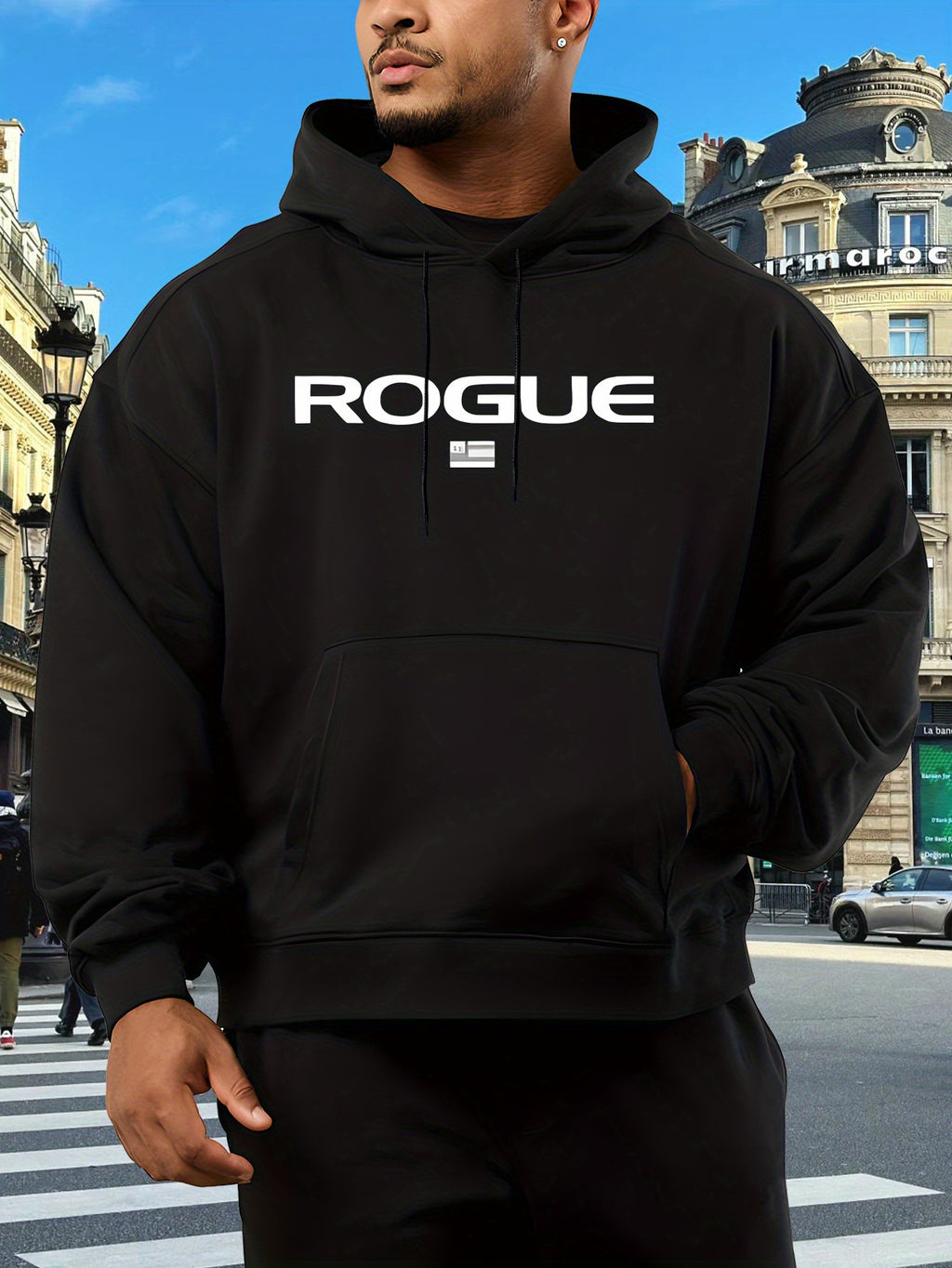 Herren Oversized Kapuzenpullover mit ROGUE Print
