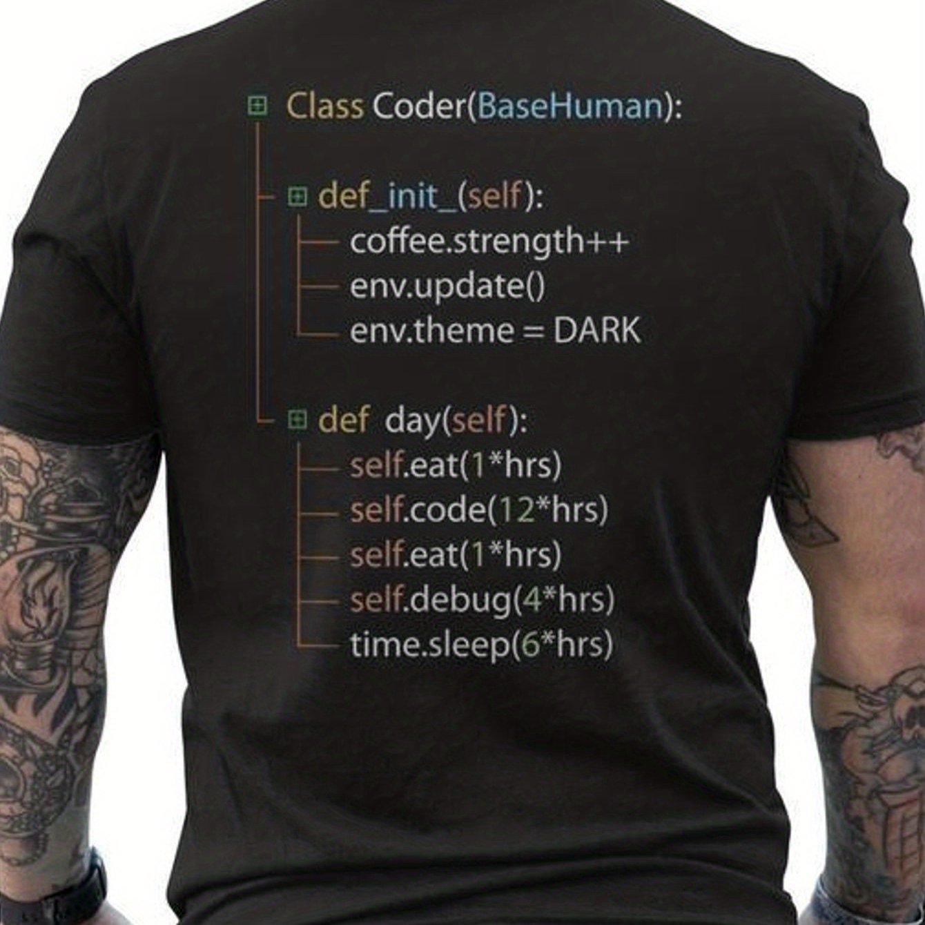 Herren Python Code Rücken Print T-Shirt