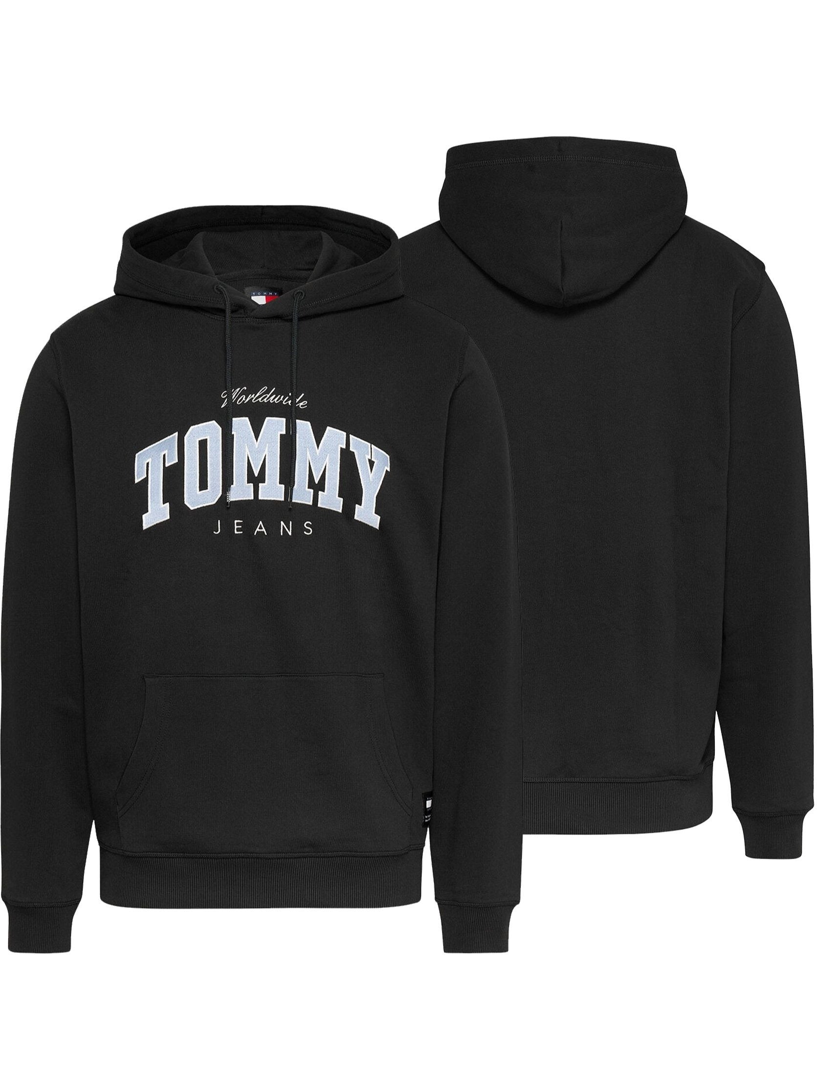 Tommy Jeans Herren Kapuzenpullover Schwarz mit Kangaroo-Tasche DM0DM18401-BDS