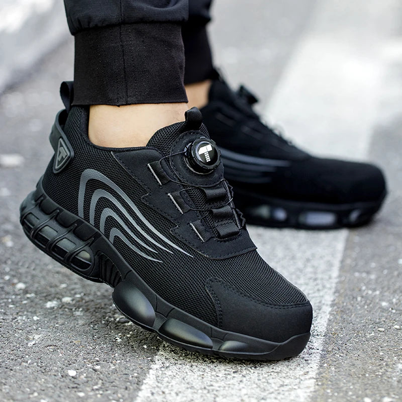 Sicherheitsschuhe mit Drehknopf für Herren, stoß- und stoßfeste Arbeitsschuhe