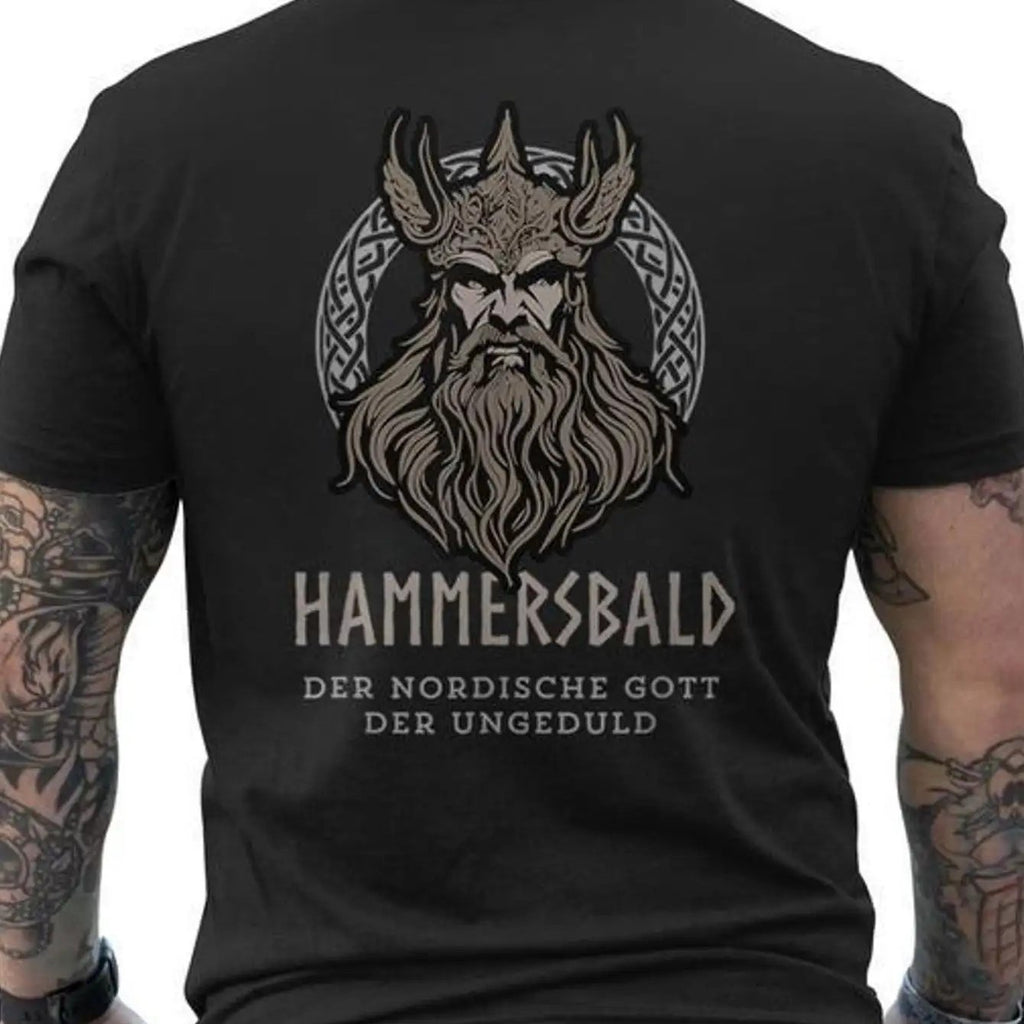 Hammersbald Gott der Ungeduld Herren Viking Grafik T-Shirt - Weiches Rundhals-T-Shirt