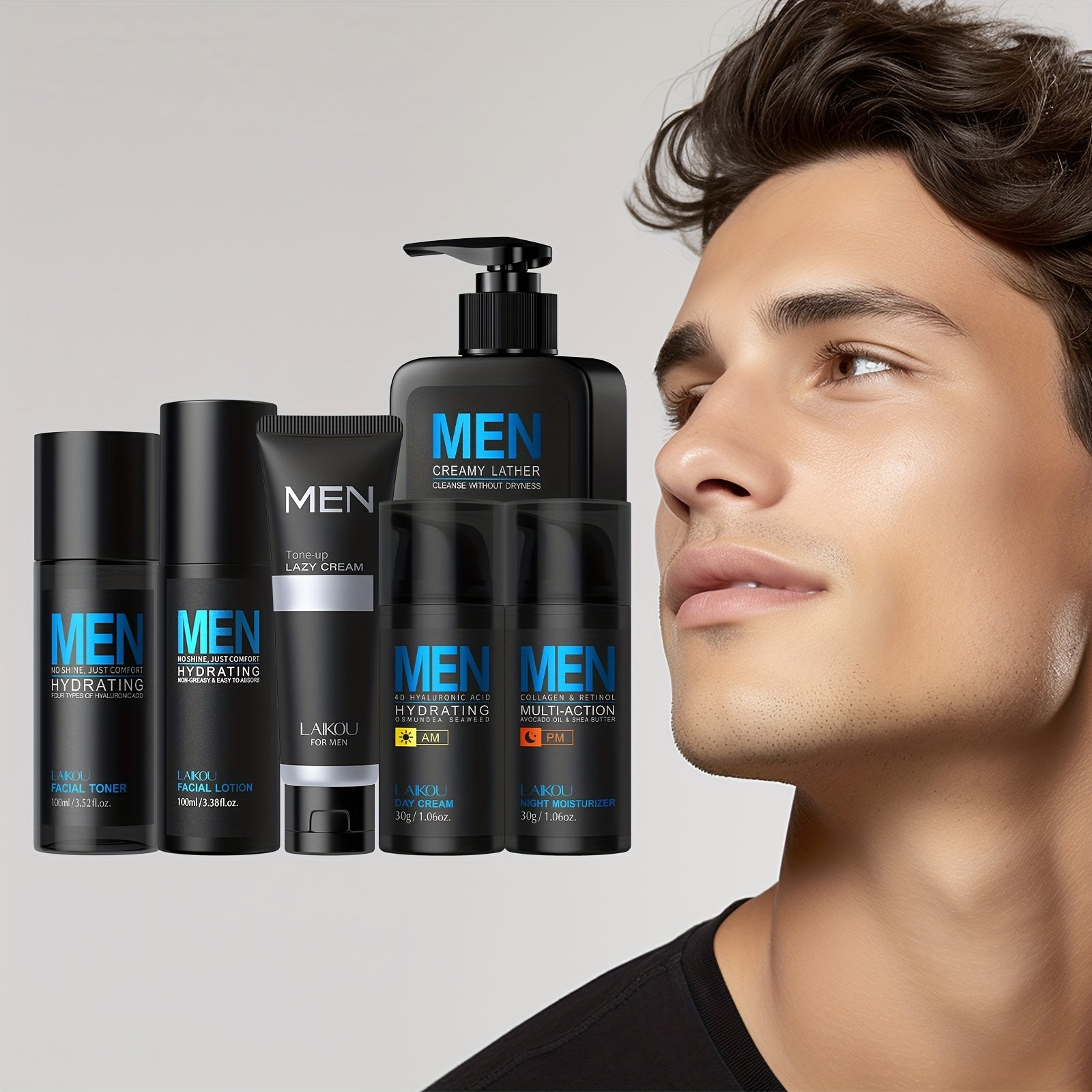 6-teiliges LAIKOU Herren Hautpflege-Geschenkset - Vollgröße