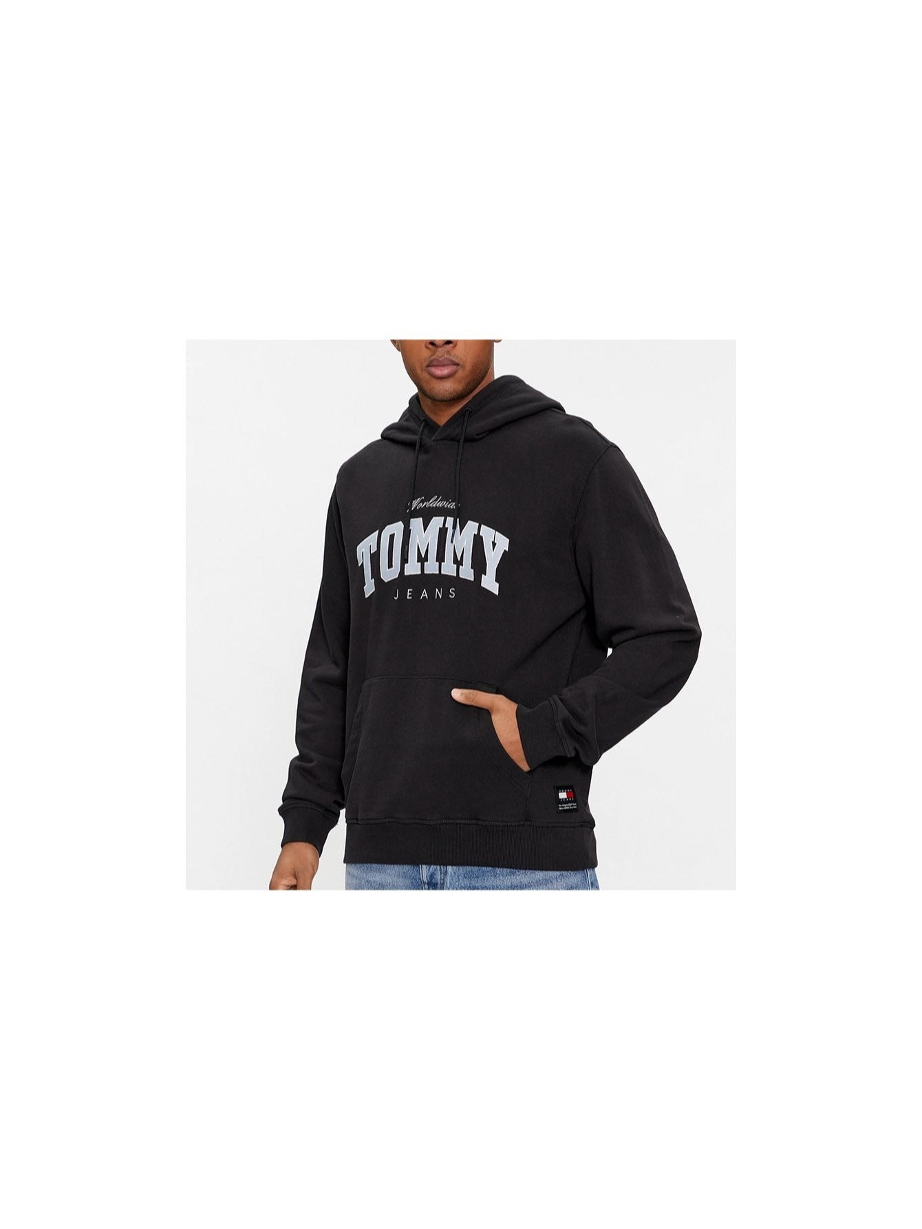 Tommy Jeans Herren Kapuzenpullover Schwarz mit Kangaroo-Tasche DM0DM18401-BDS