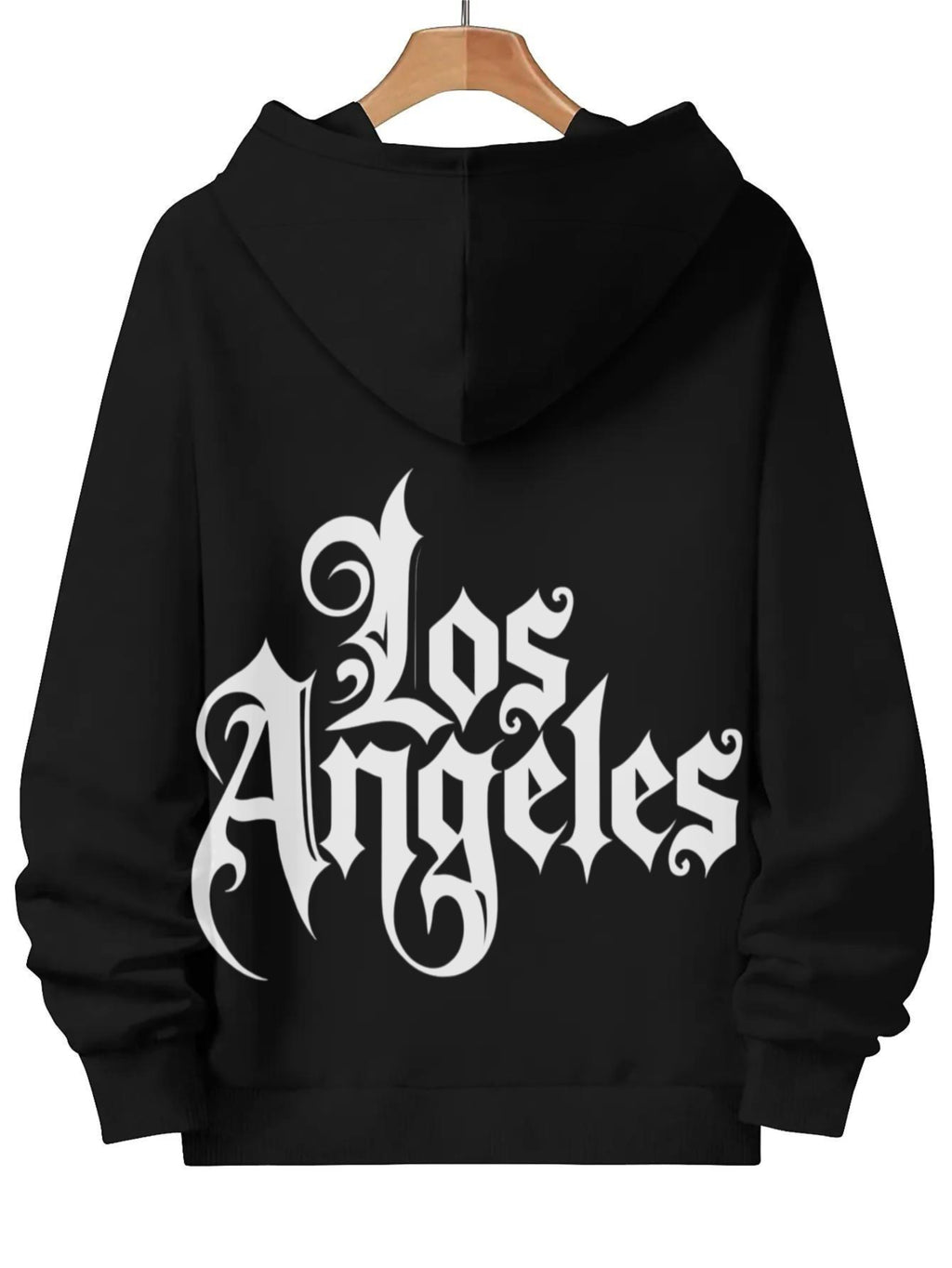 Herren-Los Angeles Grafik-Hoodie - Schwarzer Kapuzenpullover mit kräftiger weißen Schrift