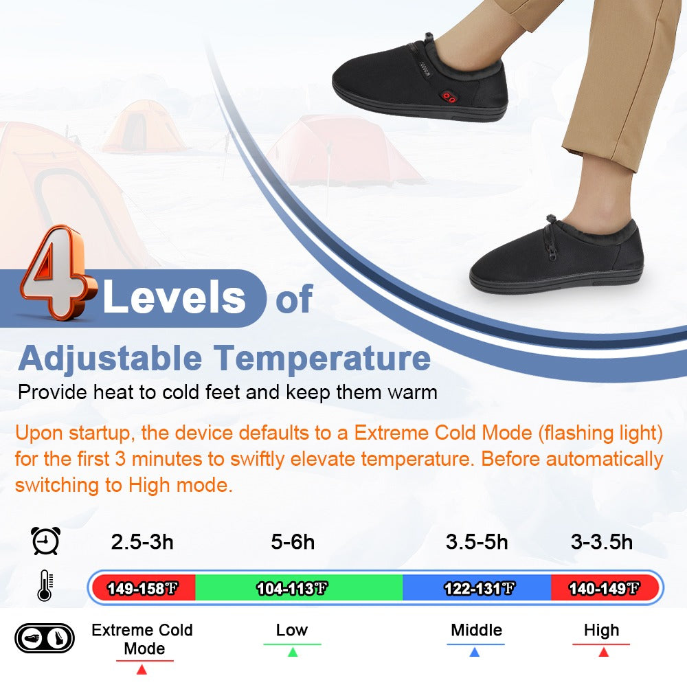 Neueste Super-Fußwärmer, beheizte Hausschuhe für Damen und Herren - 7.4V wiederaufladbar