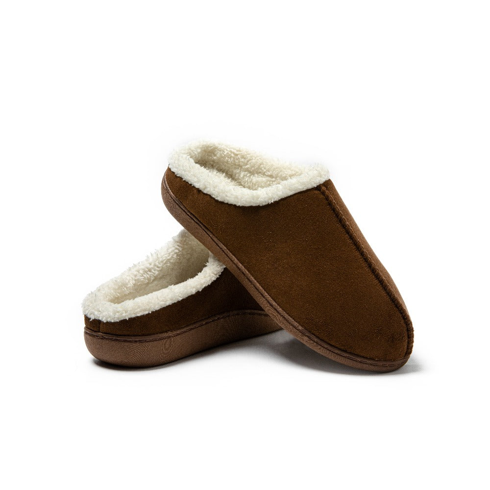 Herren Winter-Hausschuhe mit Fleece-Futter Plüschsohle – Weiche, rutschfeste Rundspitze für kalte Böden