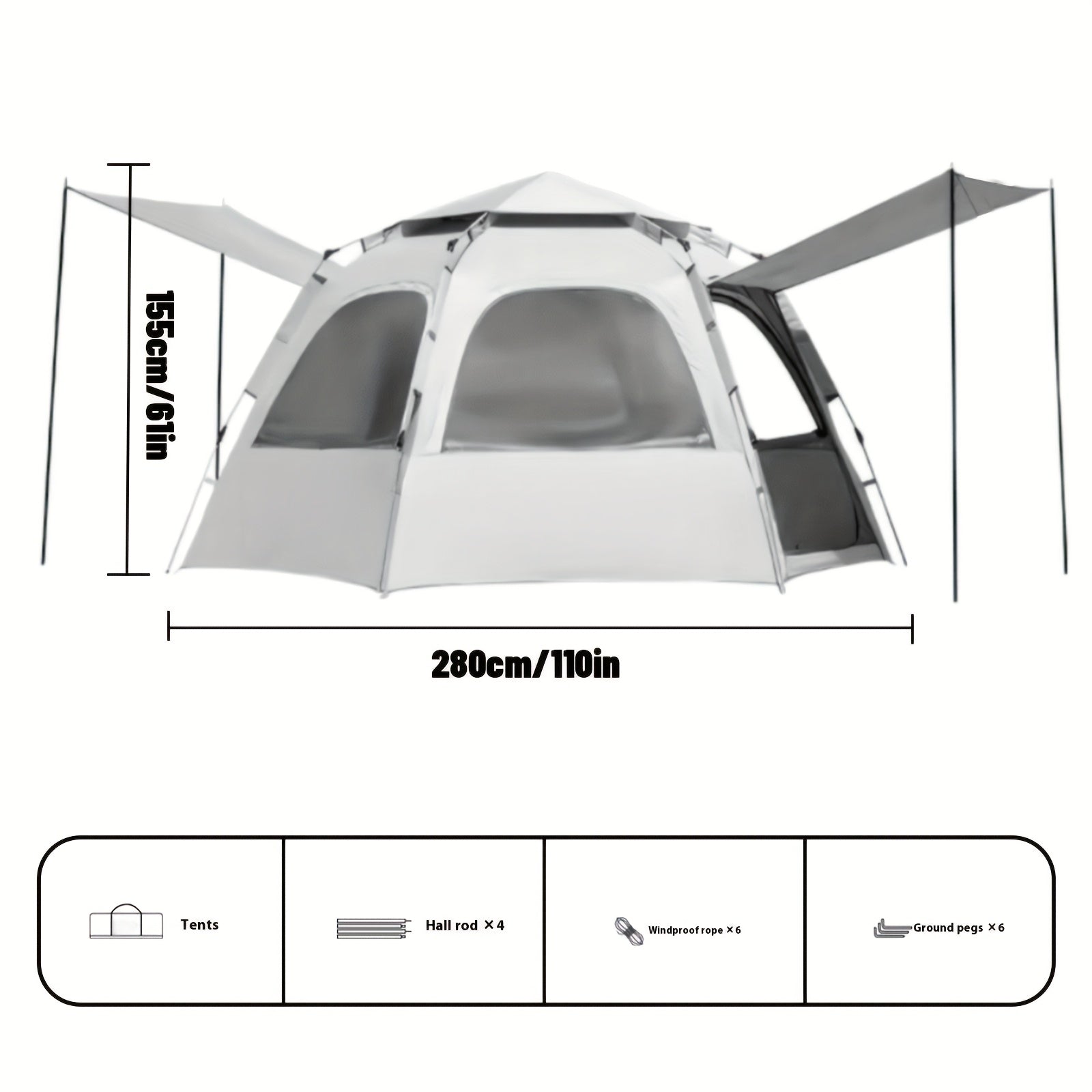 4-6-Personen Pop-Up-Camping-Zelt - Leichtgewichtiges, portables Outdoor-Zelt